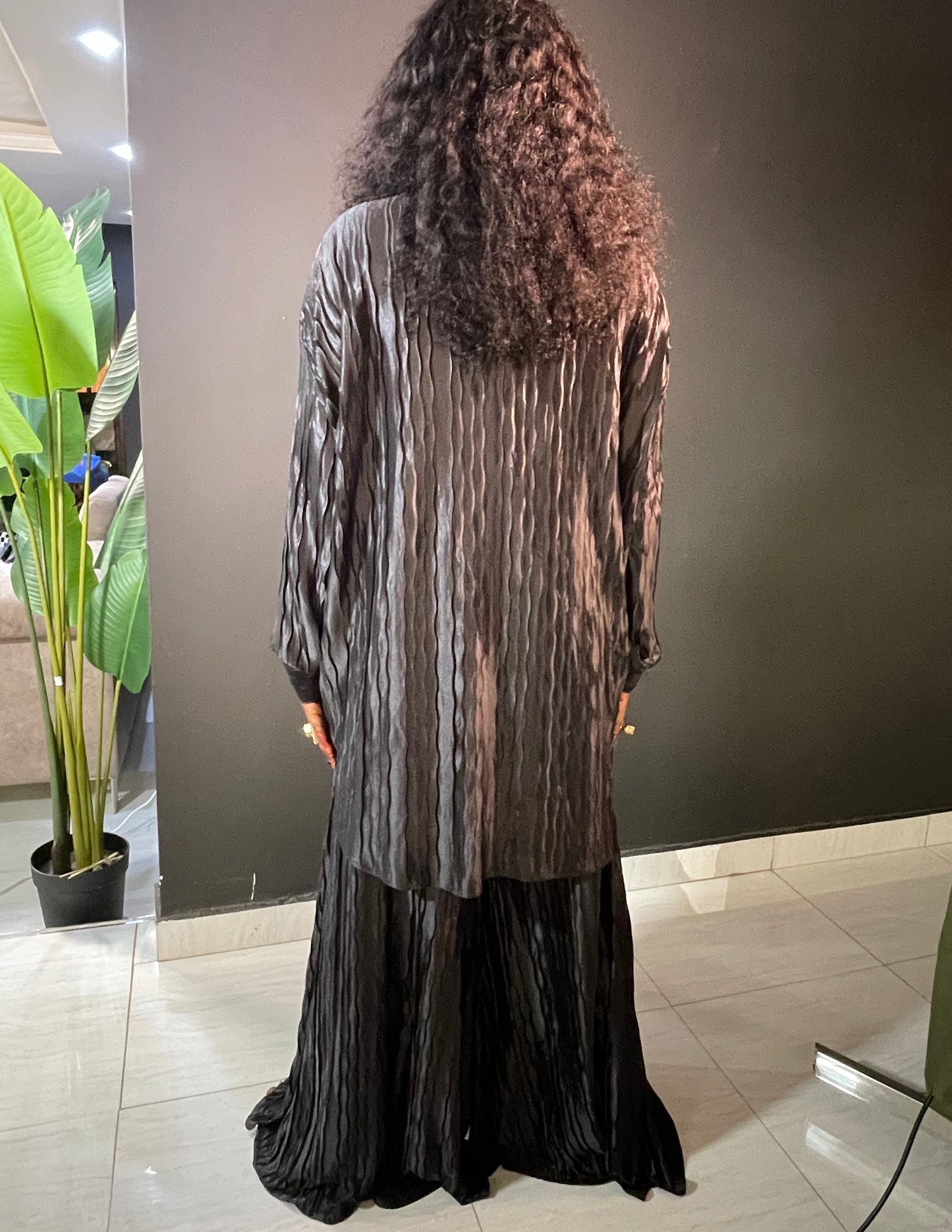 Bijoux Crinkle Satin Wide Leg Pants