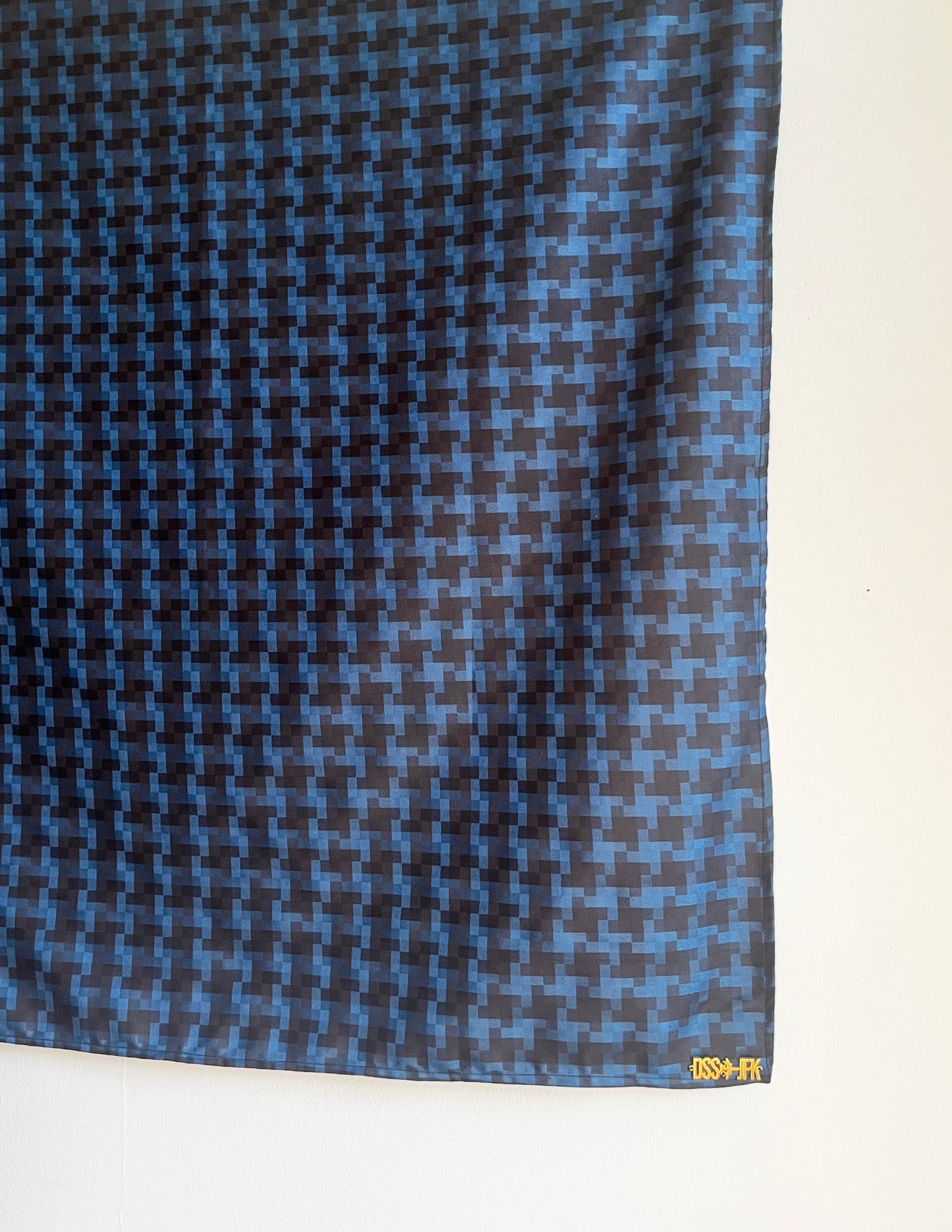 Carrè Houndstooth Fil-à-Fil Scarf - Blue