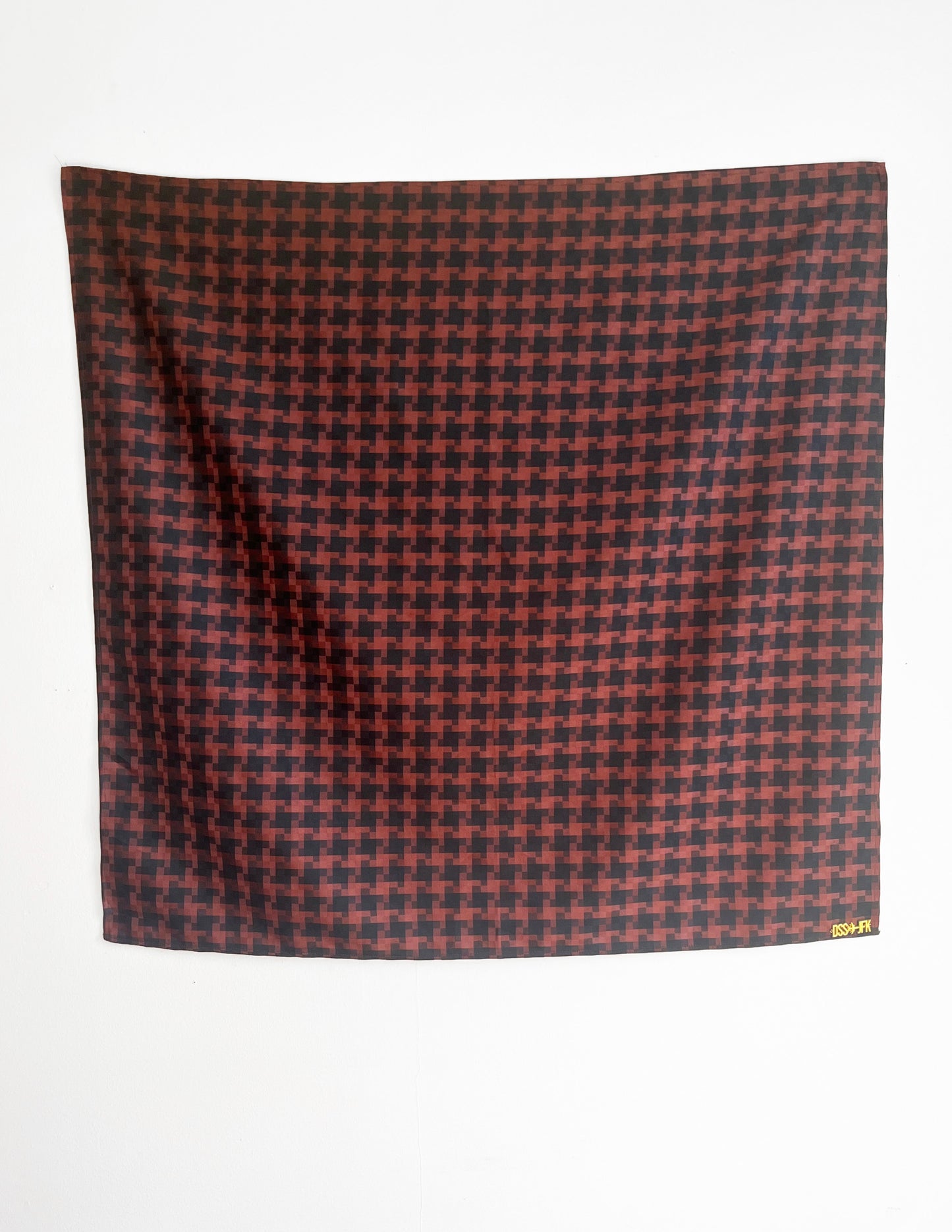 Carrè Houndstooth Fil-à-Fil Scarf - Burgundy