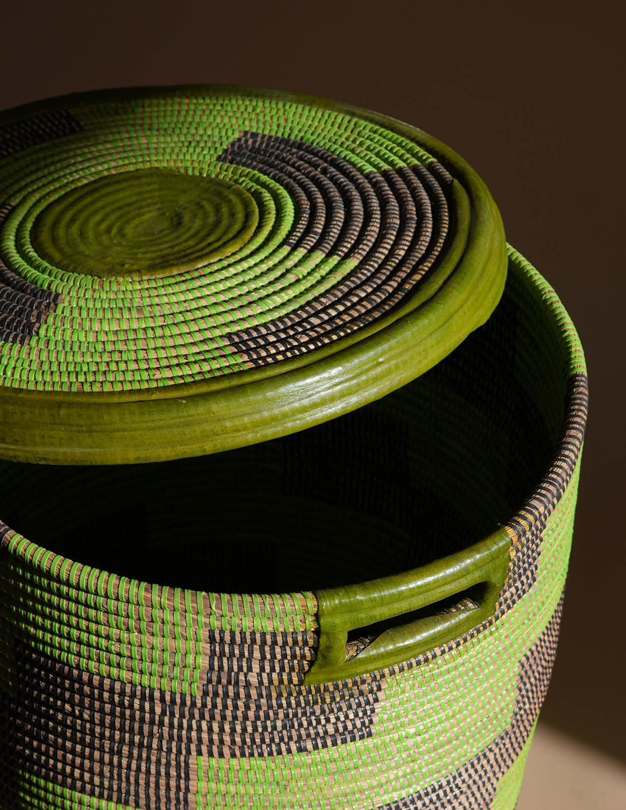 Sandy Woven + Leather Laundry Basket