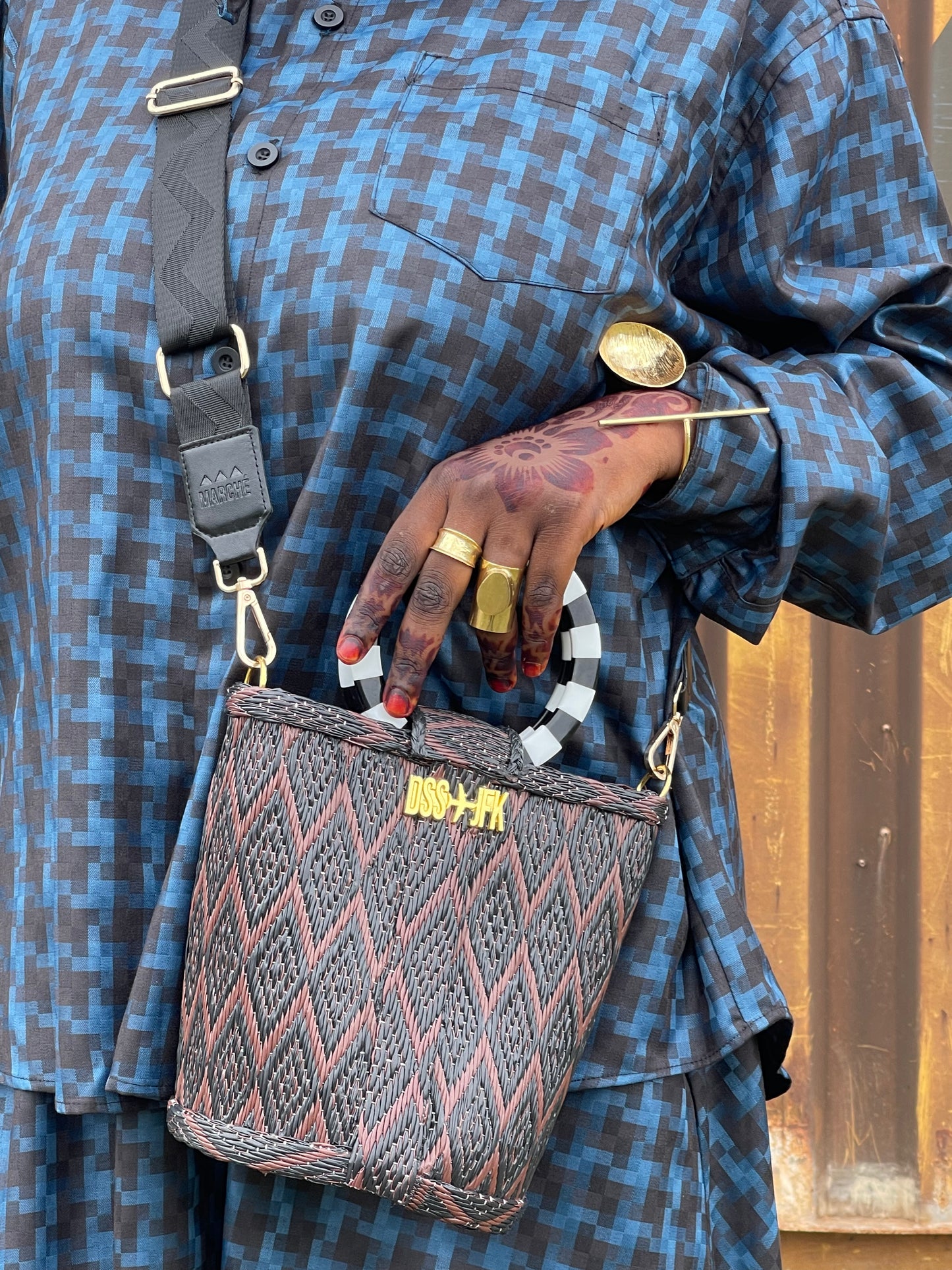 The Village Bucket Bag - Brown and Black