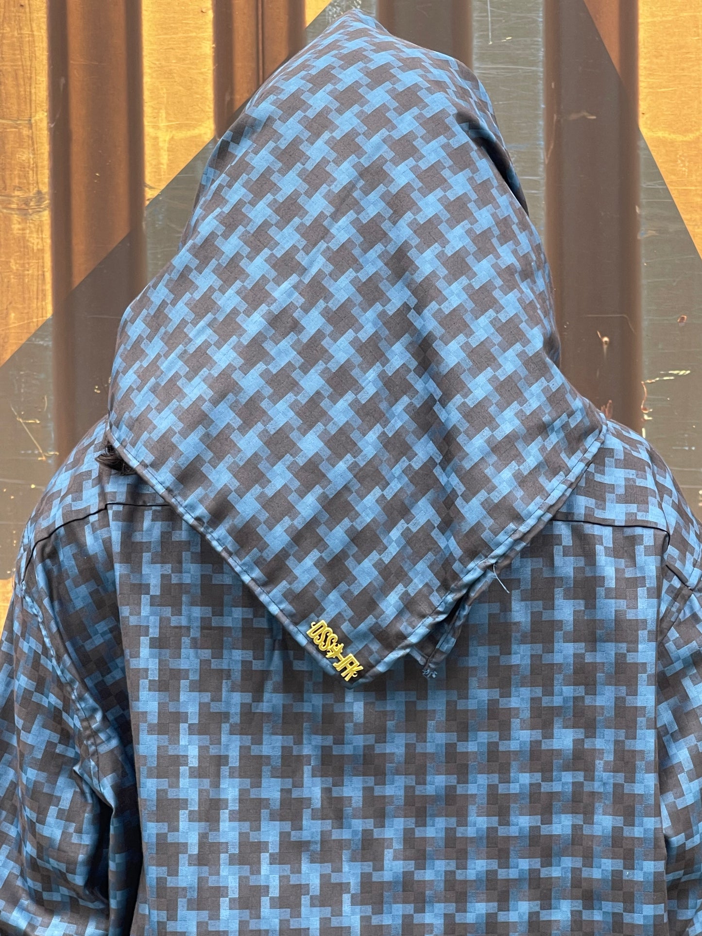 Carrè Houndstooth Fil-à-Fil Scarf - Blue