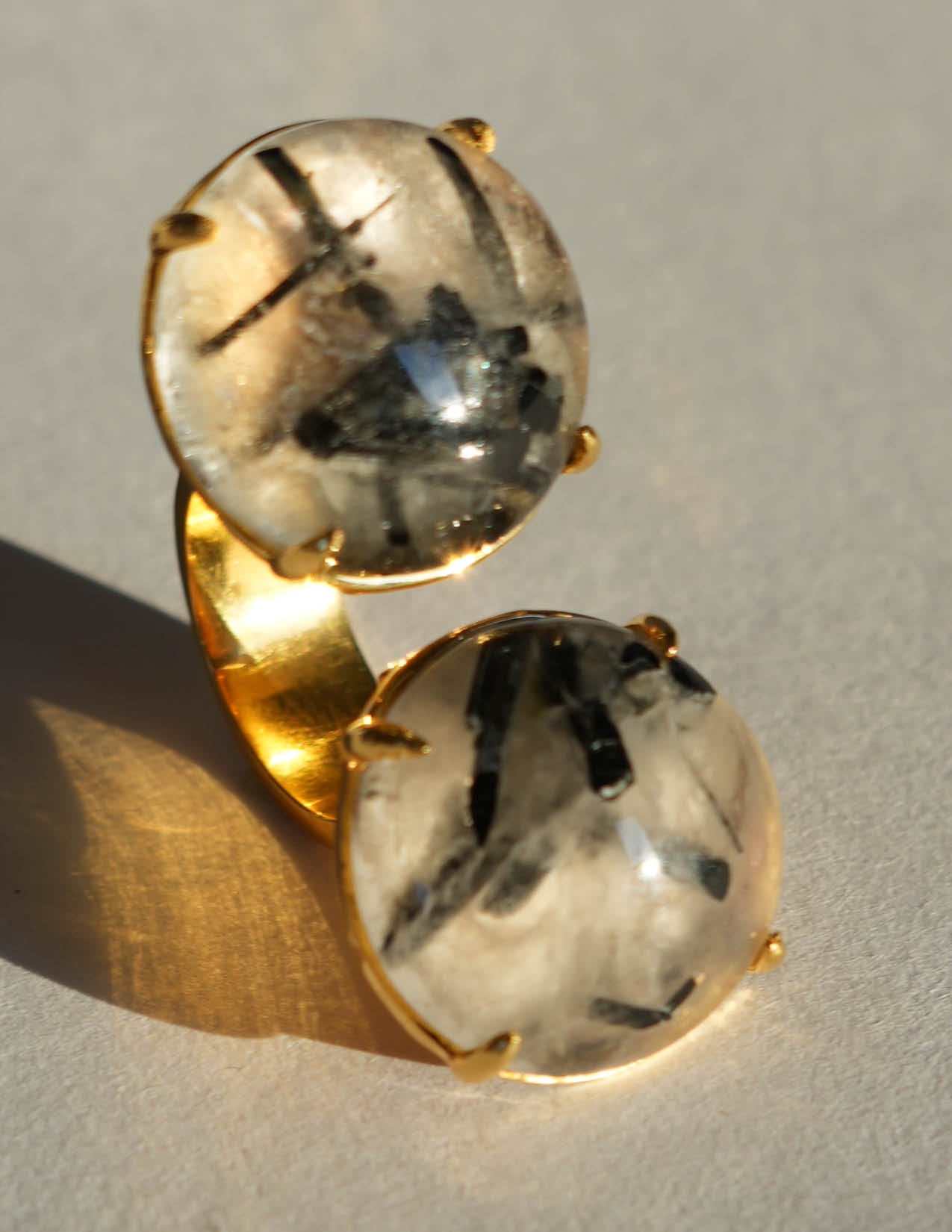 Tourmalated 24K Split Top Disc Ring - Diasporan Voyage