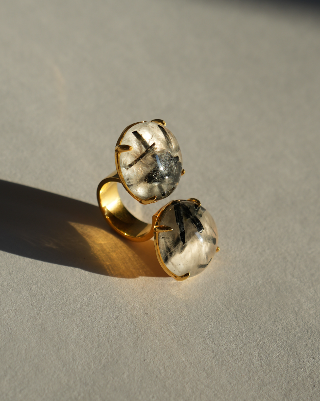 Tourmalated 24K Split Top Disc Ring - Diasporan Voyage