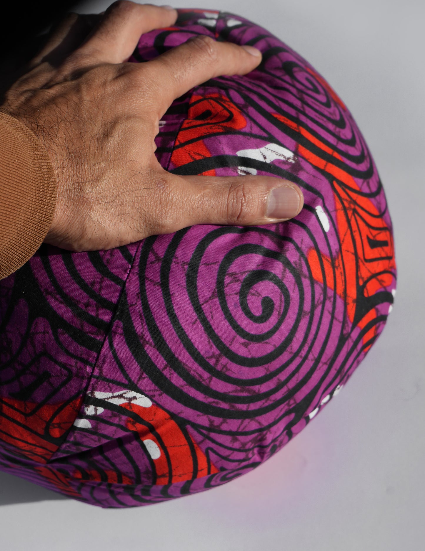 Small Round Patterned Pillow - Purple/Red