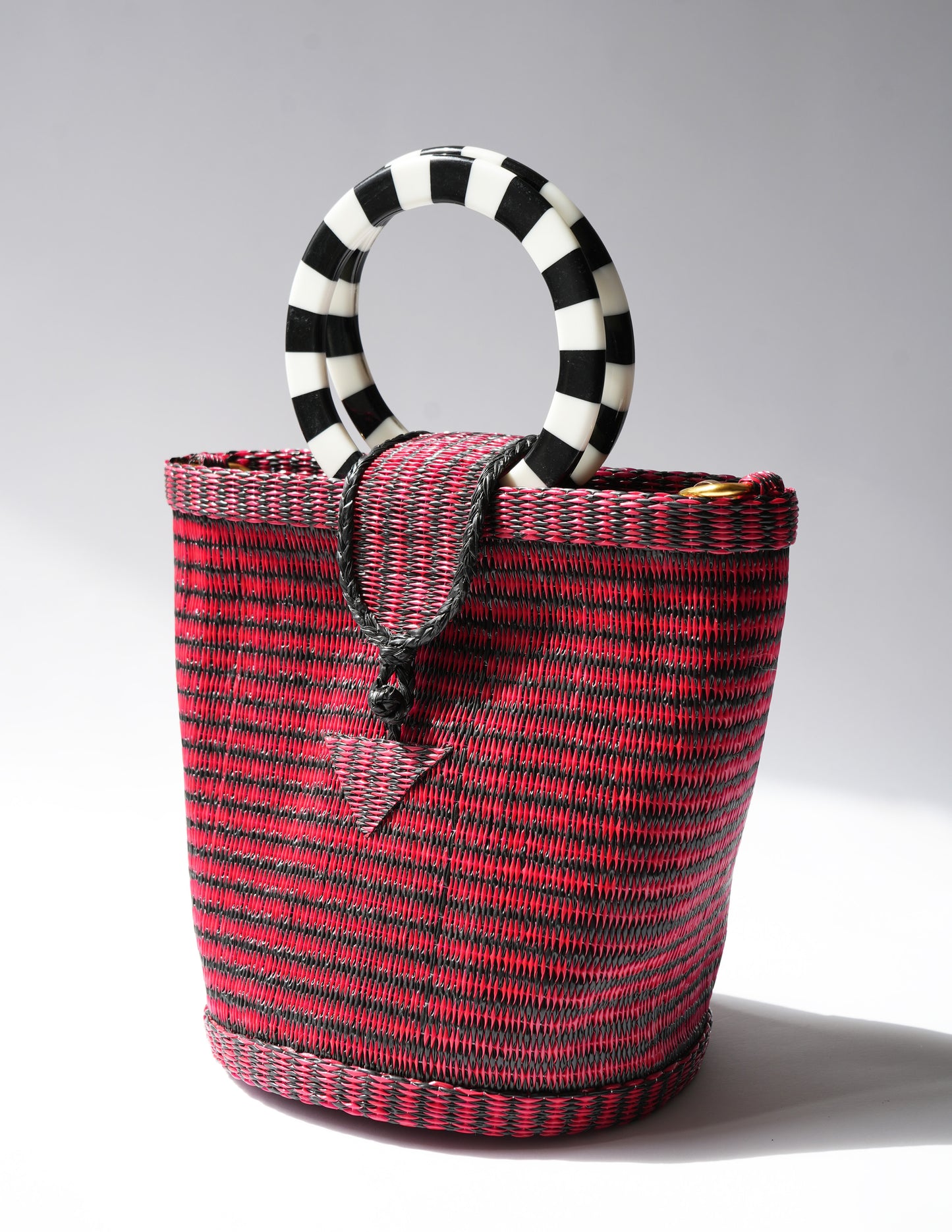 The Village Bucket Bag - Red and Black