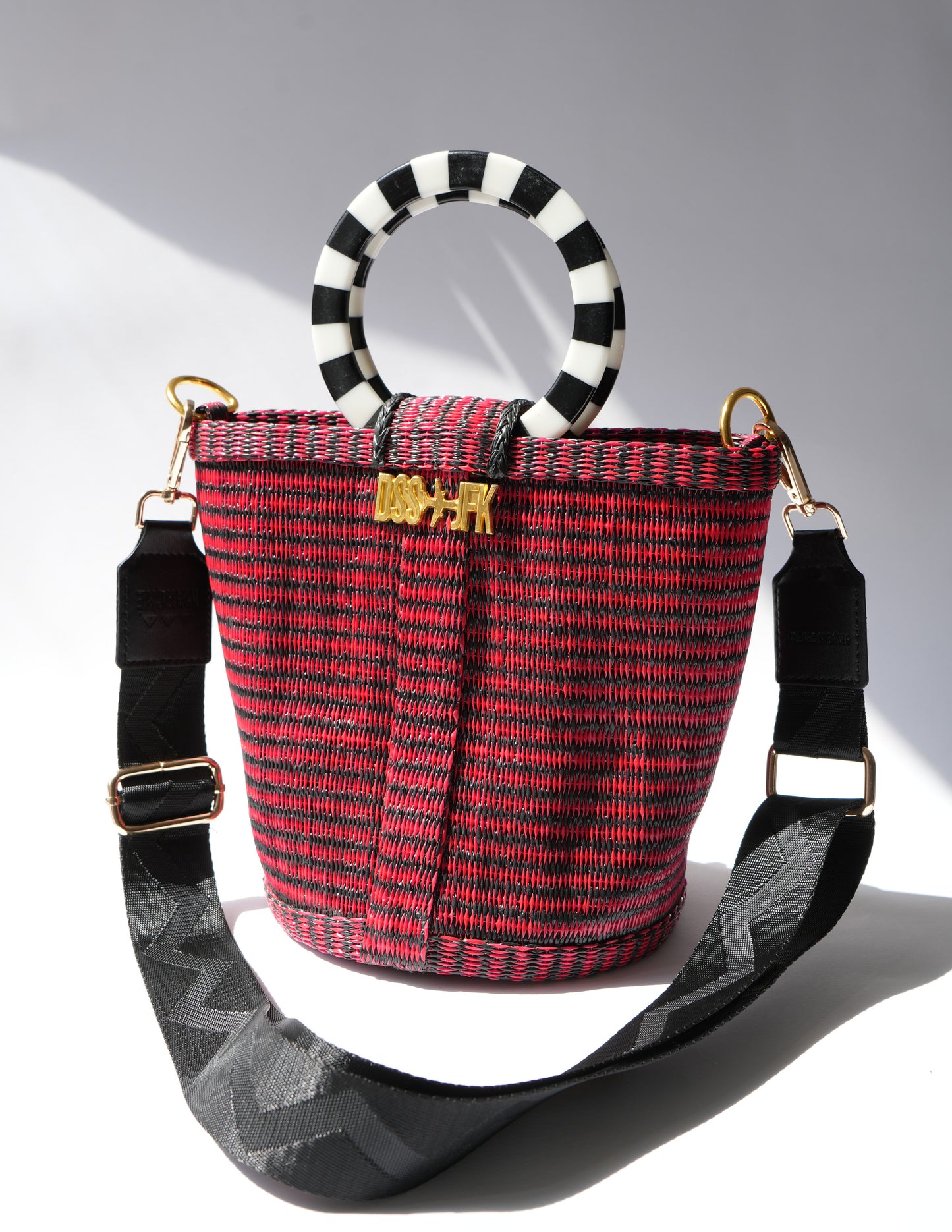 The Village Bucket Bag - Red and Black