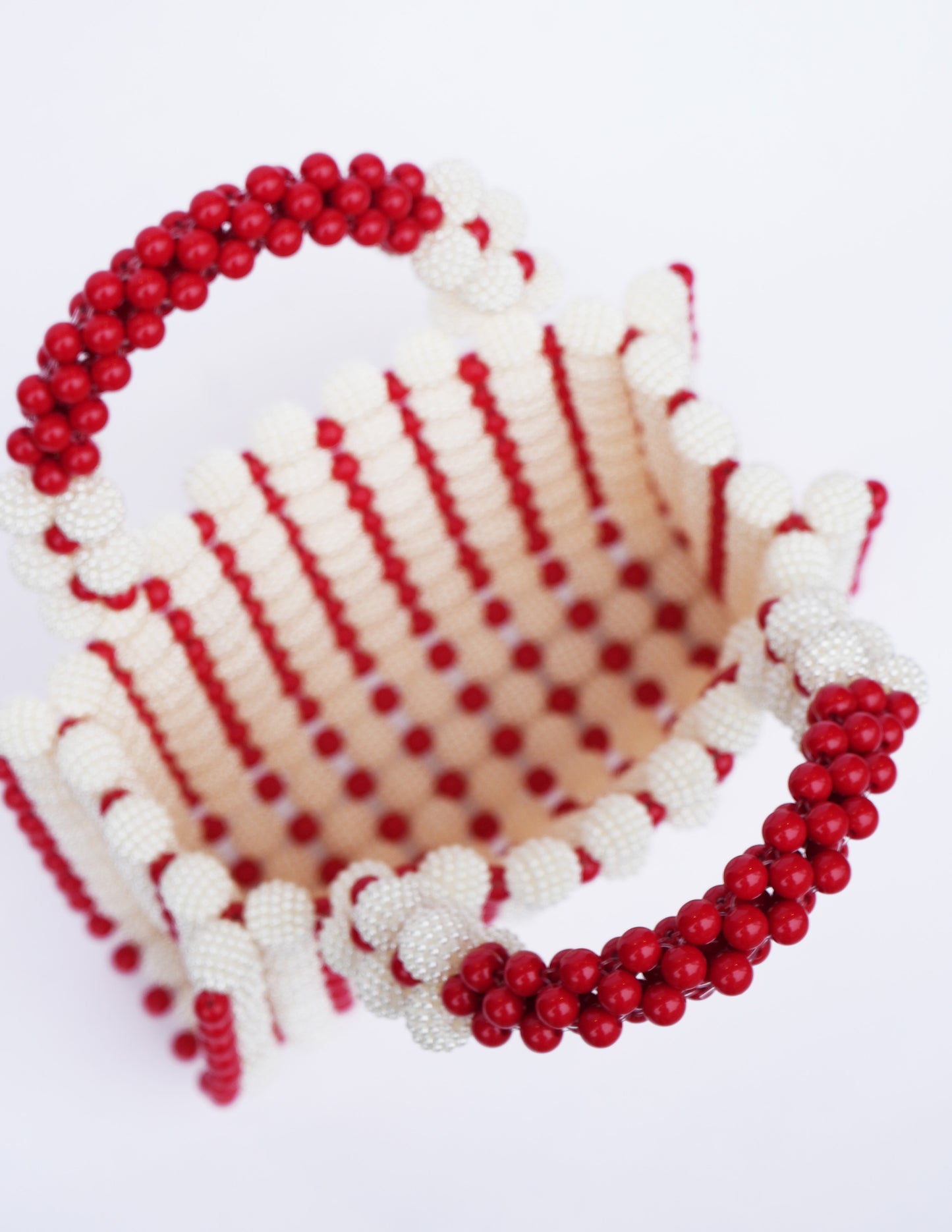 Beaded Red and Cream Bag