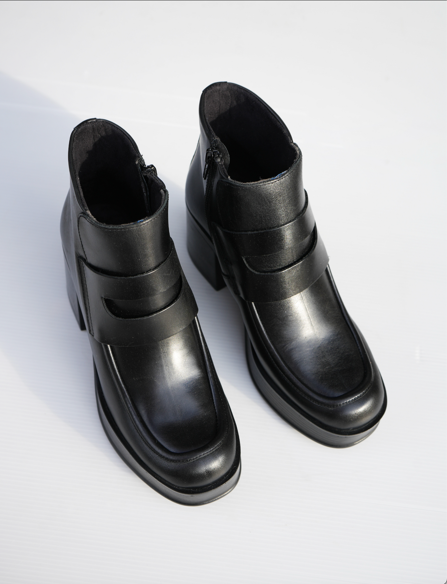 Modern Leather Ankle Boot - Black