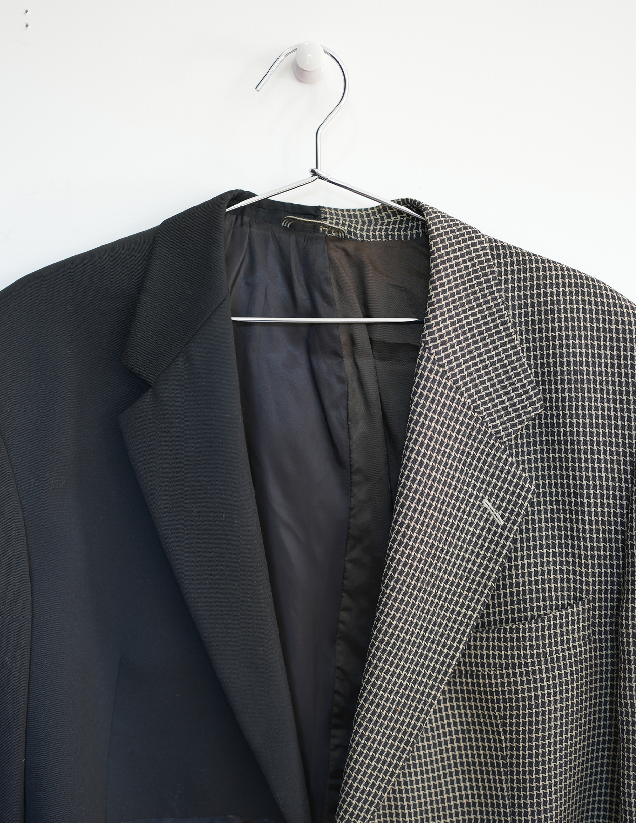 Black & Cream Wavy Grid Cropped Blazer