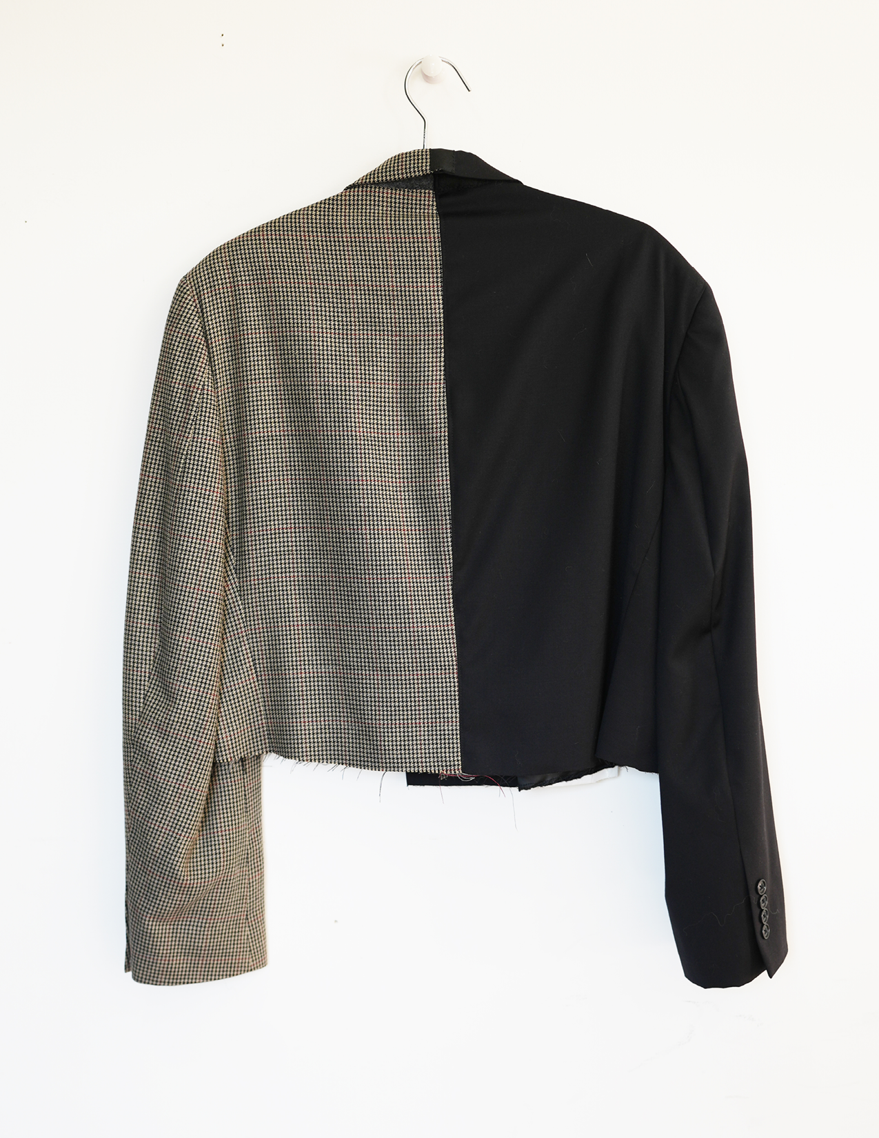 XL/XXL Black & Brown Houndstooth Cropped Blazer