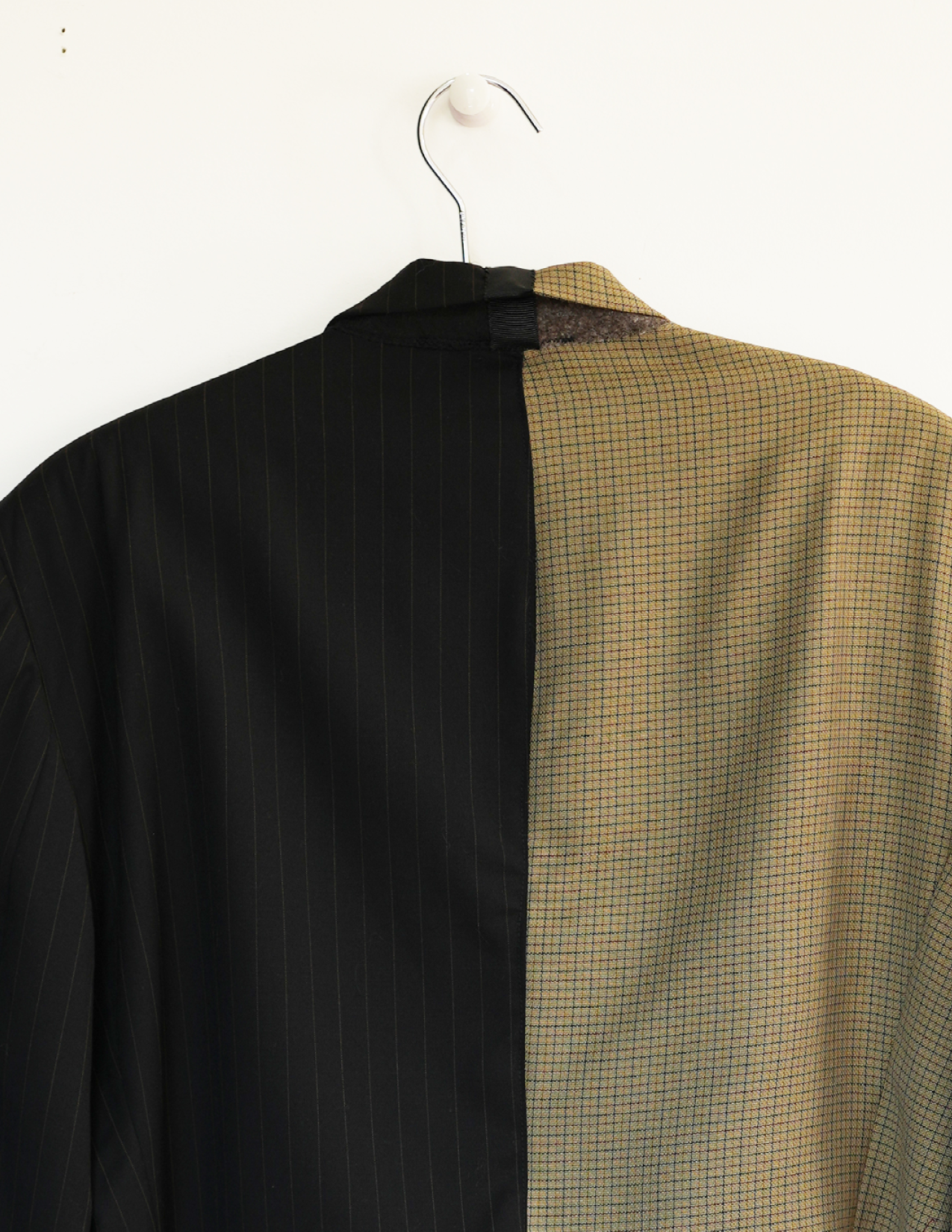 XL Brown Checkered & Black Pinstripe Cropped Blazer