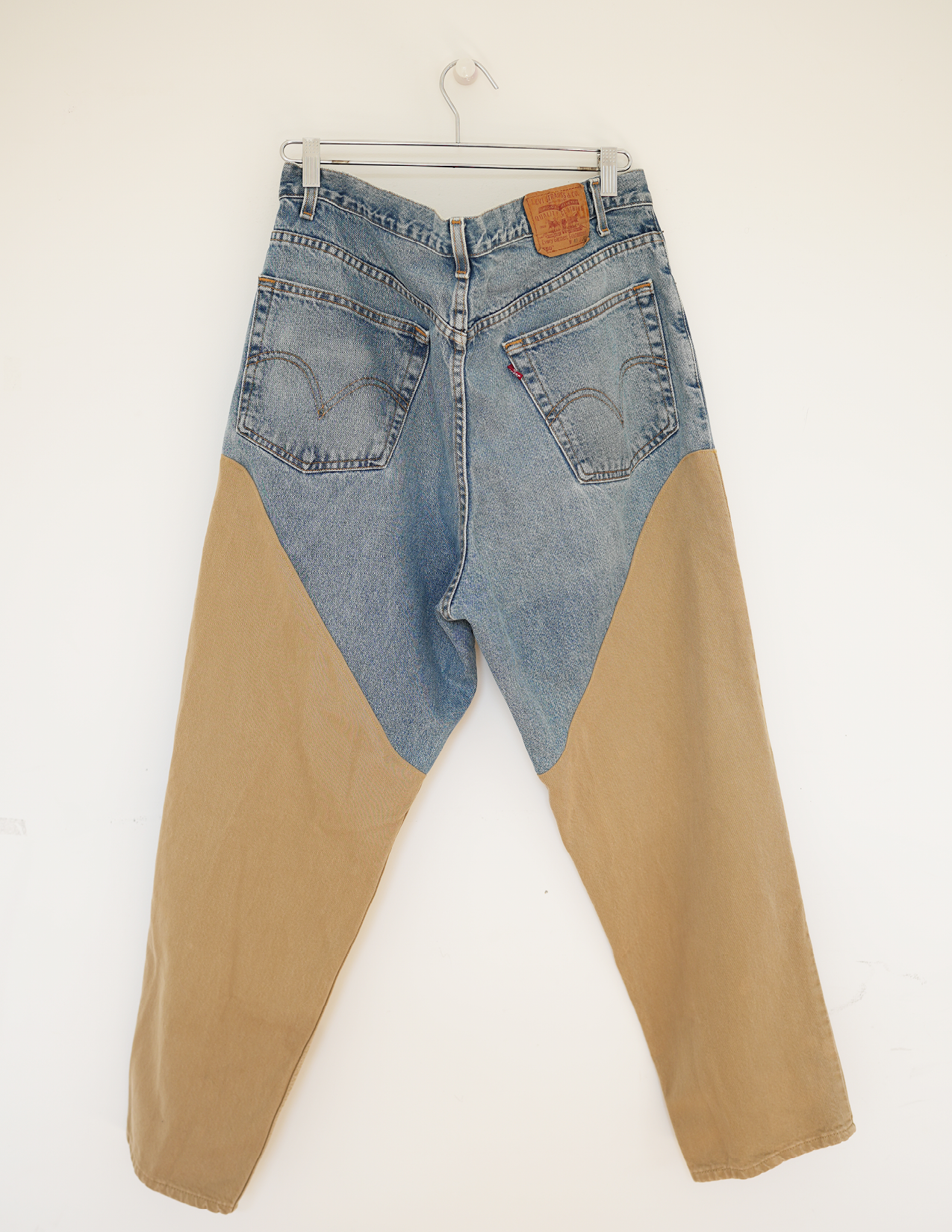 40W LITE BLUE/KHAKI Wash Two-Toned Faux Chaps