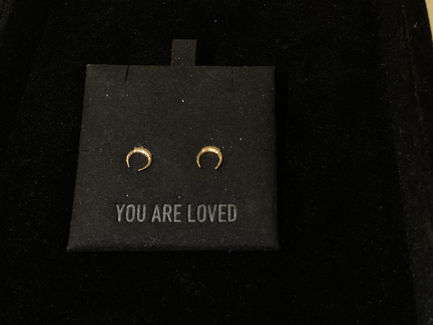 Gold Crescent Studs