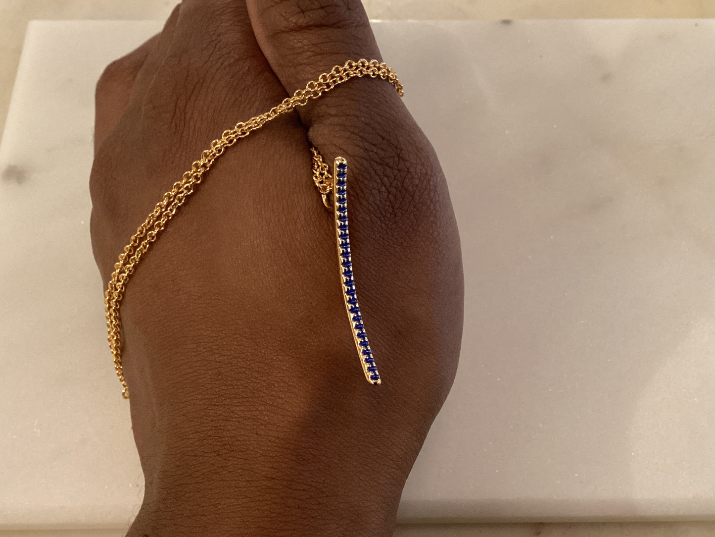 Short Tusk Enamel Lapis Inlay Necklace -Diasporan Voyage
