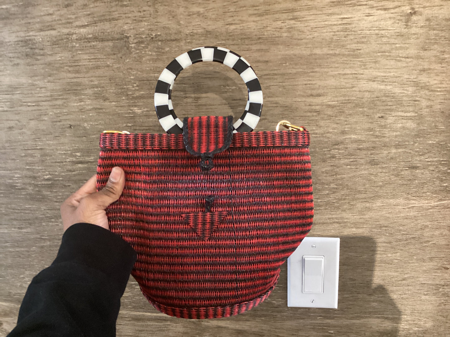 The Village Bucket Bag - Red and Black