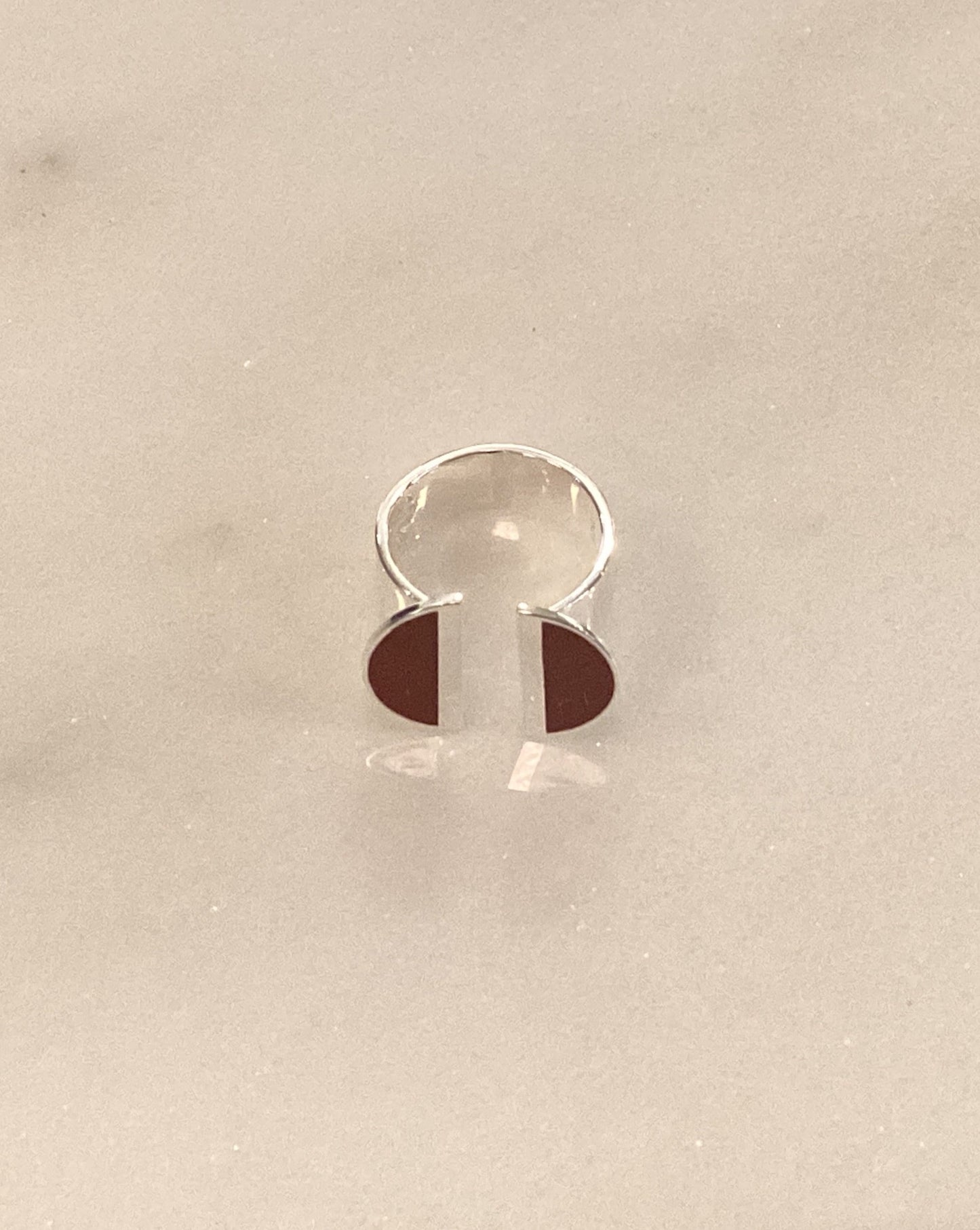 Sterling Silver Split Top Crescent Carnelian Enamel Ring - Diasporan Voyage