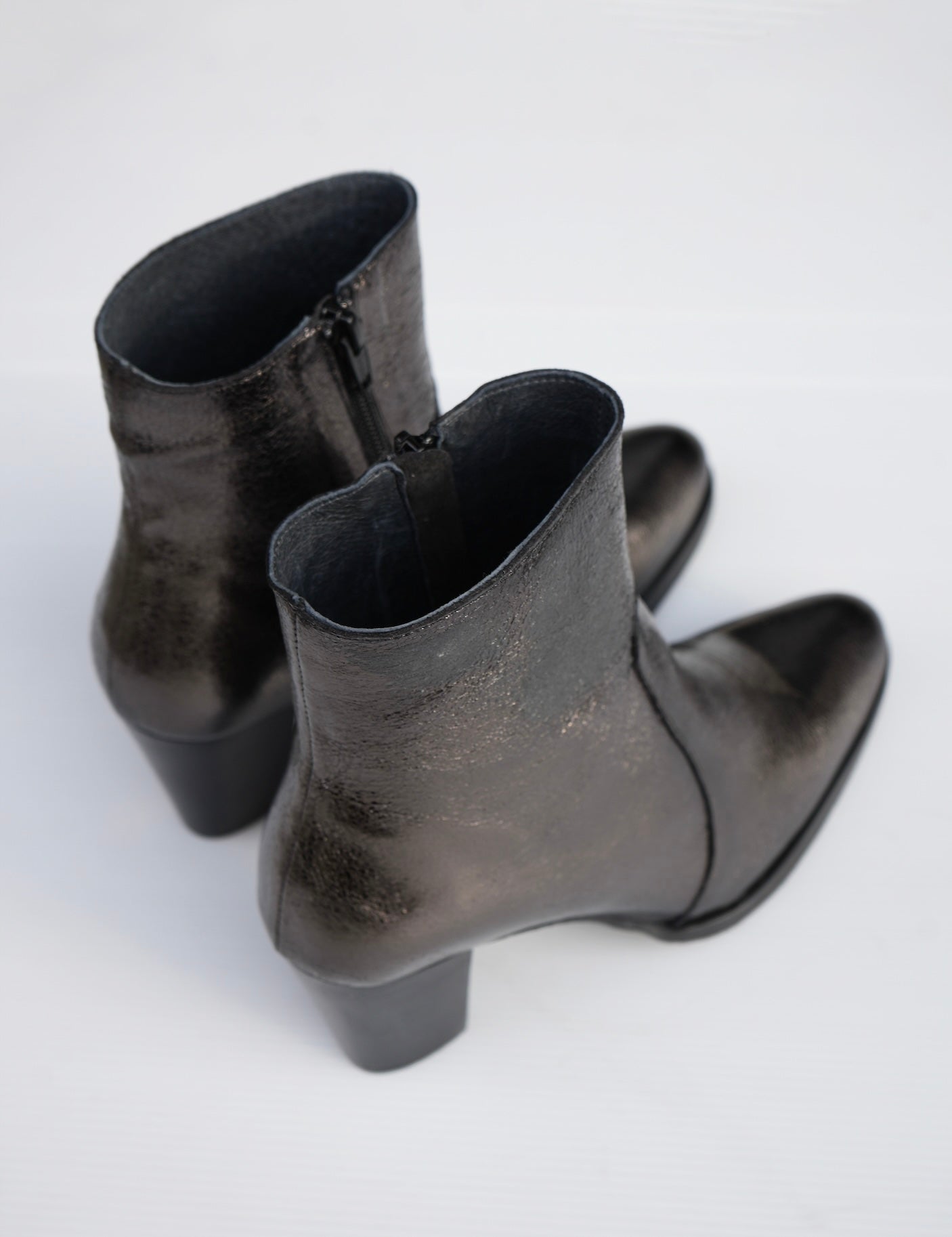 Pewter Leather Ankle Boots