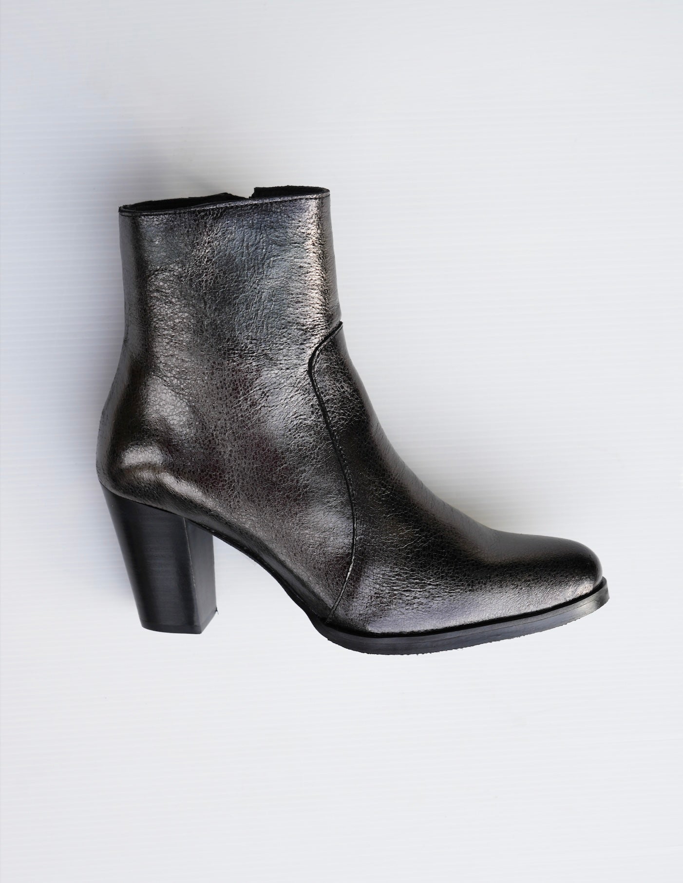 Pewter Leather Ankle Boots
