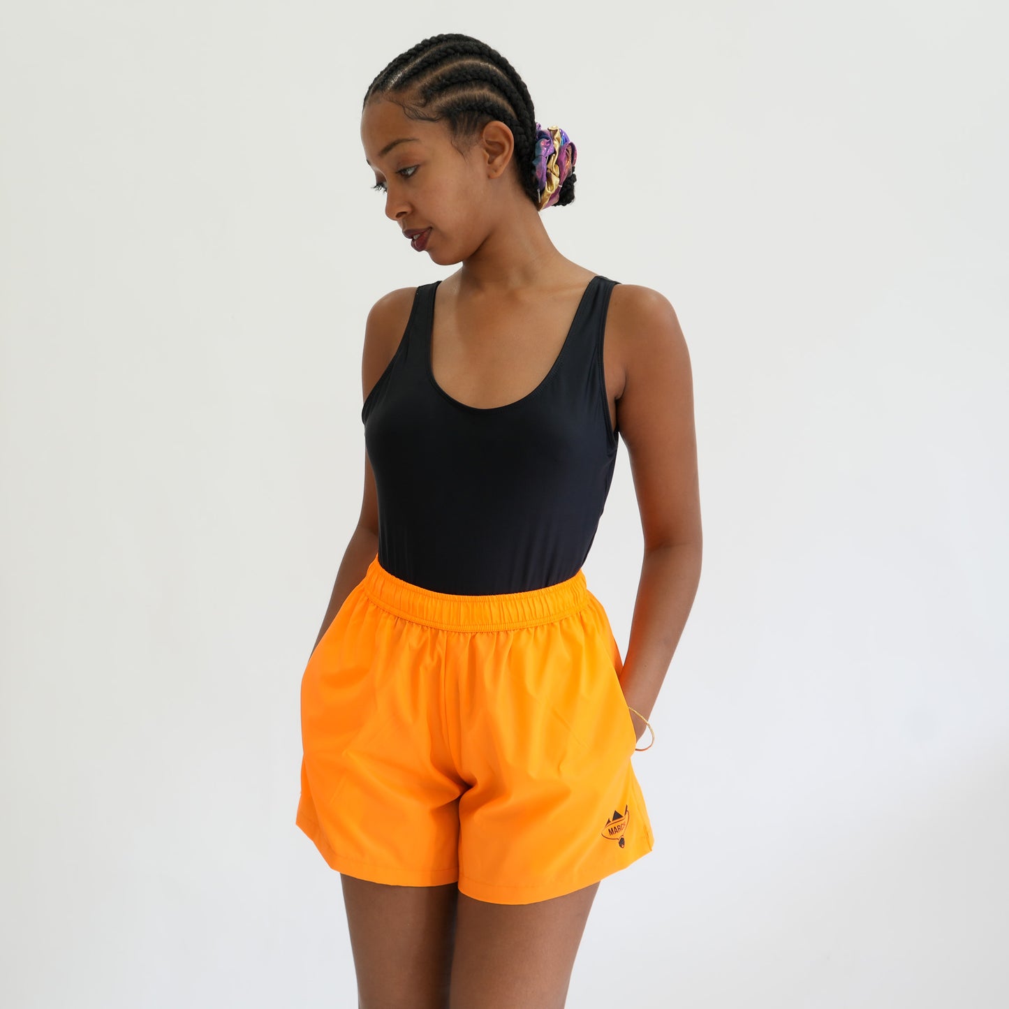 Orange Marché Reflective Run Short