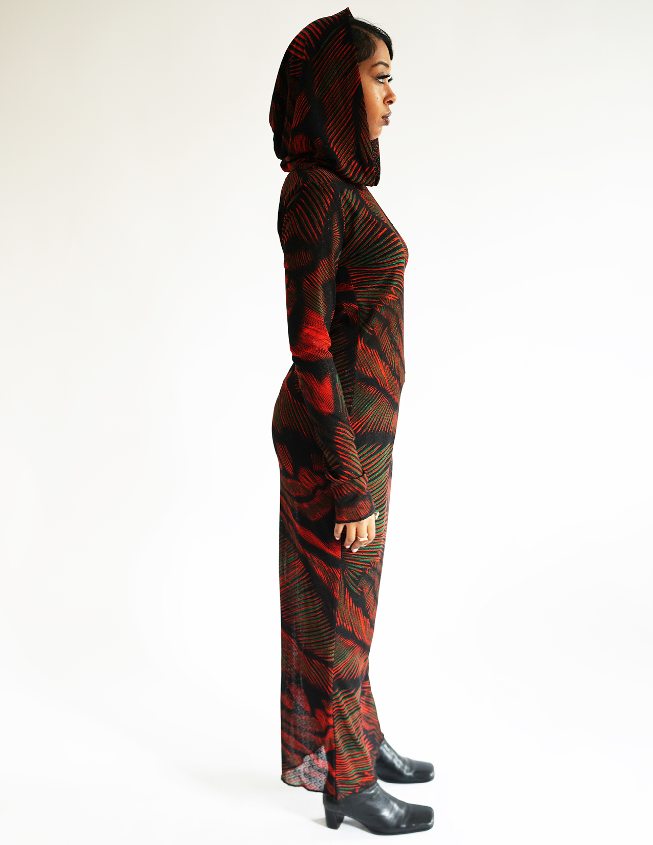 Bébé Stretch Printed Hooded Dress