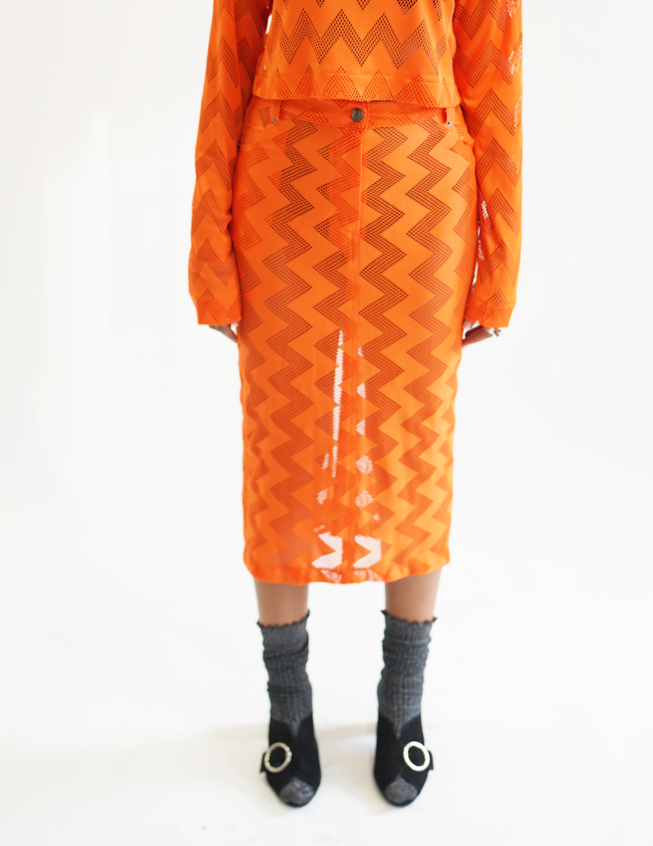 Bedford Netted Chevron Skirt  - Orange