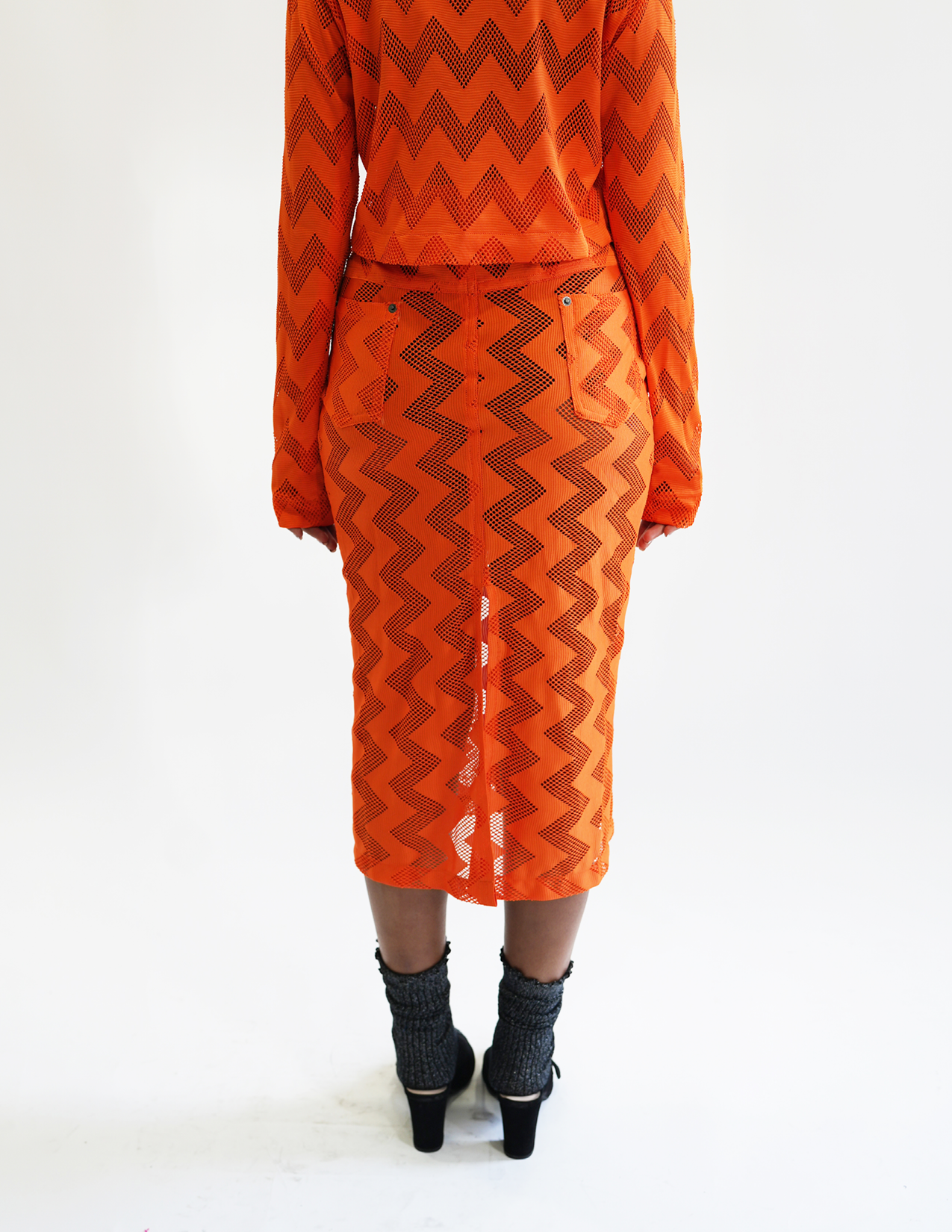 Bedford Netted Chevron Skirt  - Orange