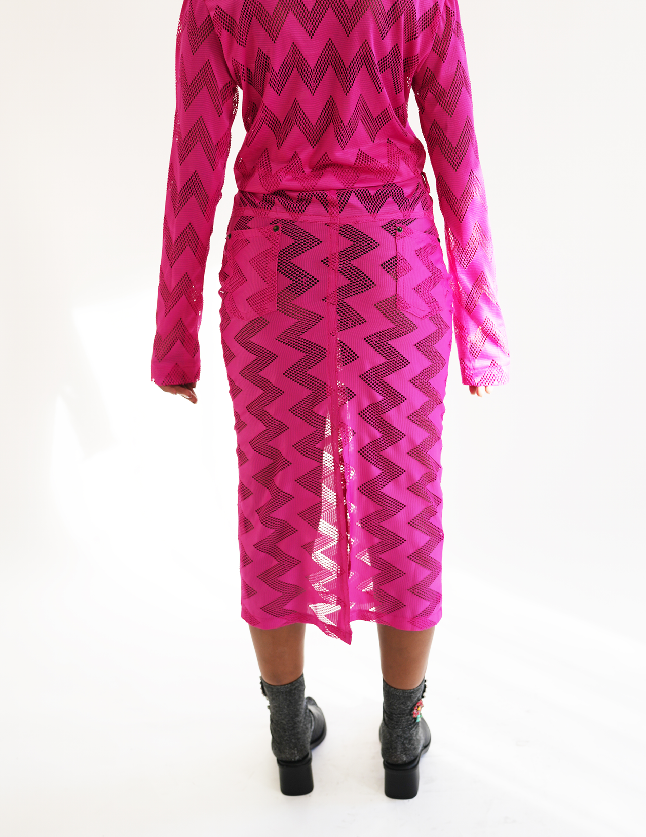 Bedford Netted Chevron Skirt  - Fuchsia