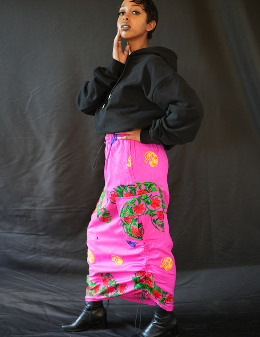 Diagne Floral Embroidered Cargo Skirt