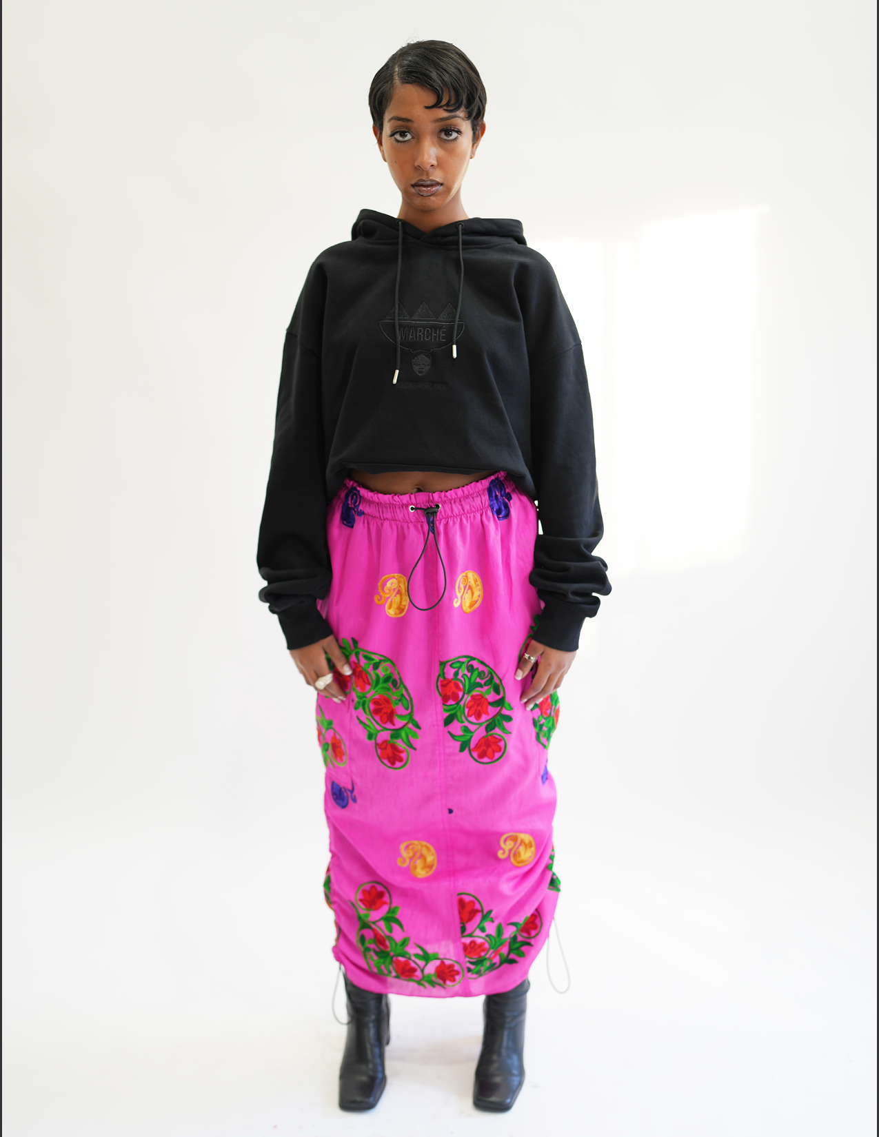 Diagne Floral Embroidered Cargo Skirt