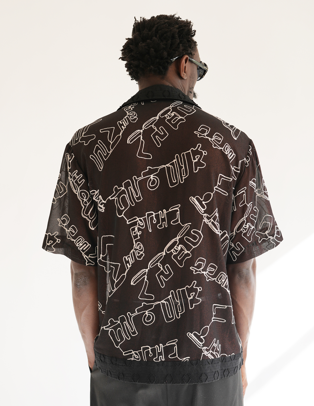 Laye Abstract Sheer Bowling Shirt