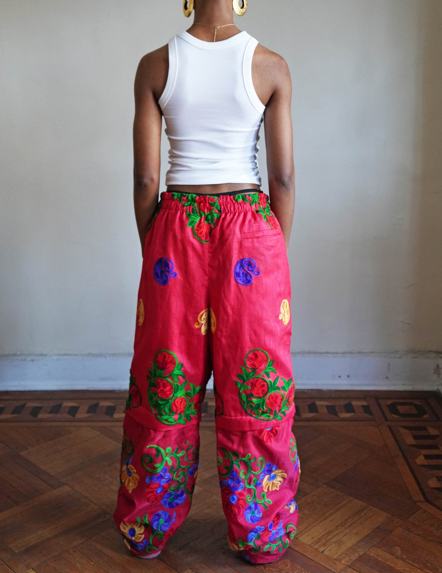 Diagne Zip-off Floral Embroidered Cargo Pants