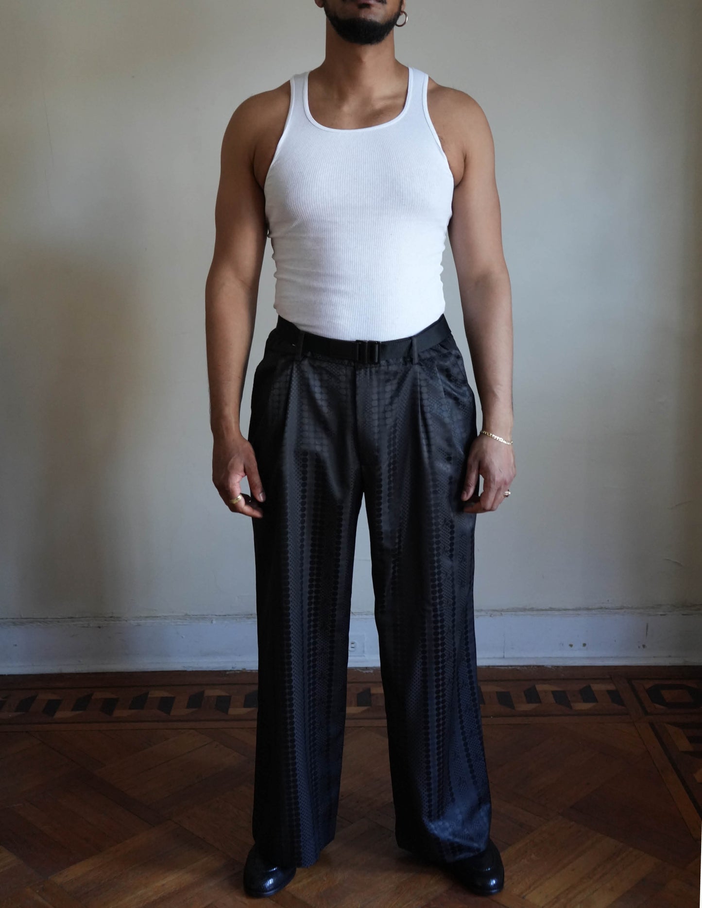 Gamble Noir Satin Jacquard Pants