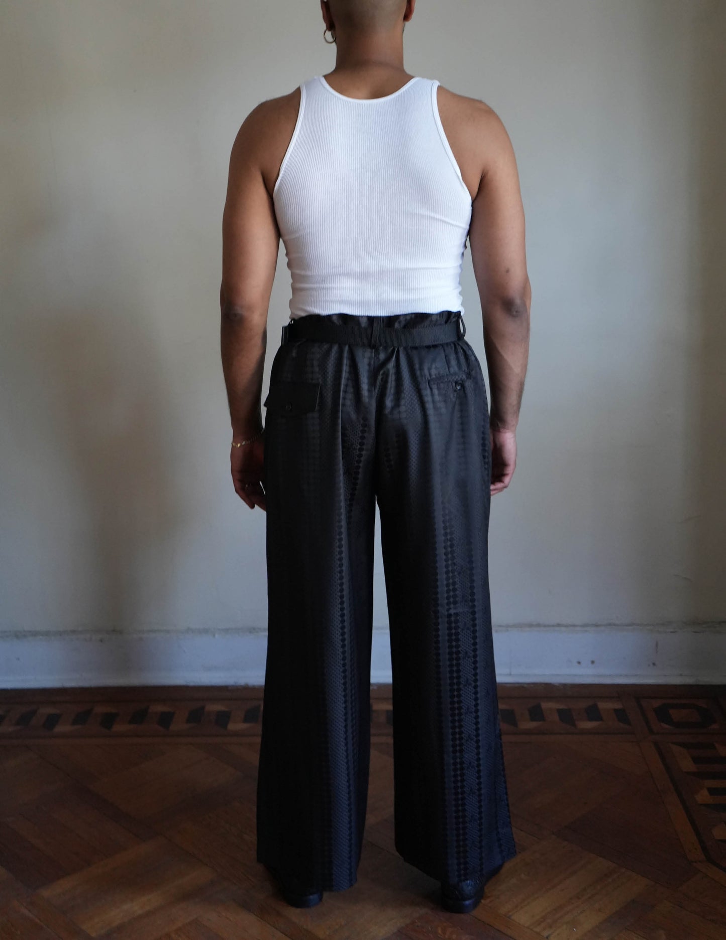 Gamble Noir Satin Jacquard Pants