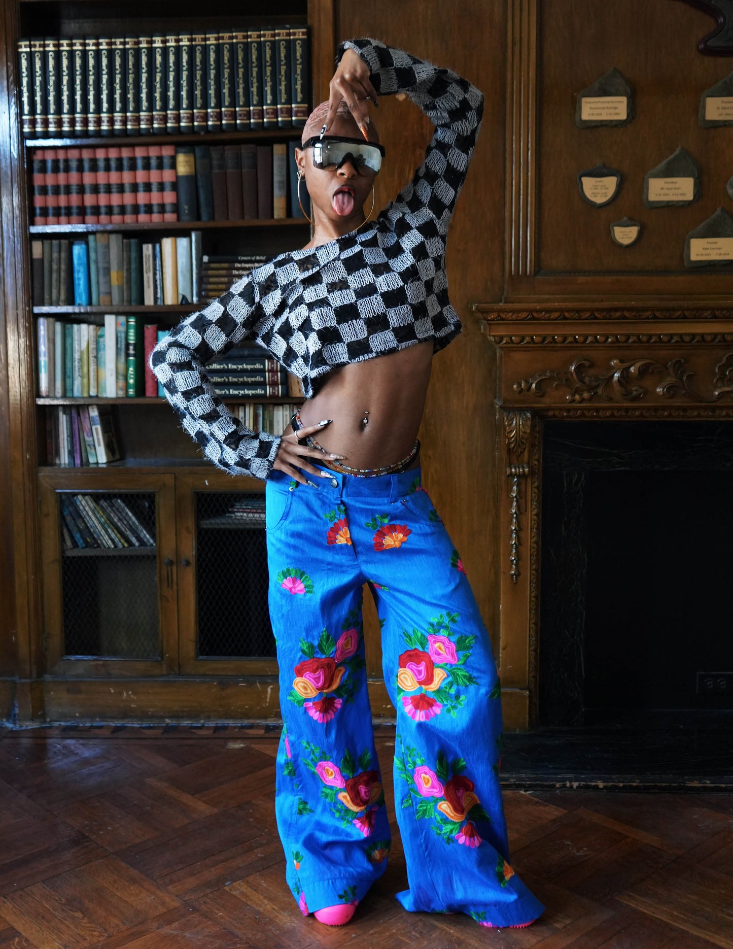 Raver Floral Embroidered Pants