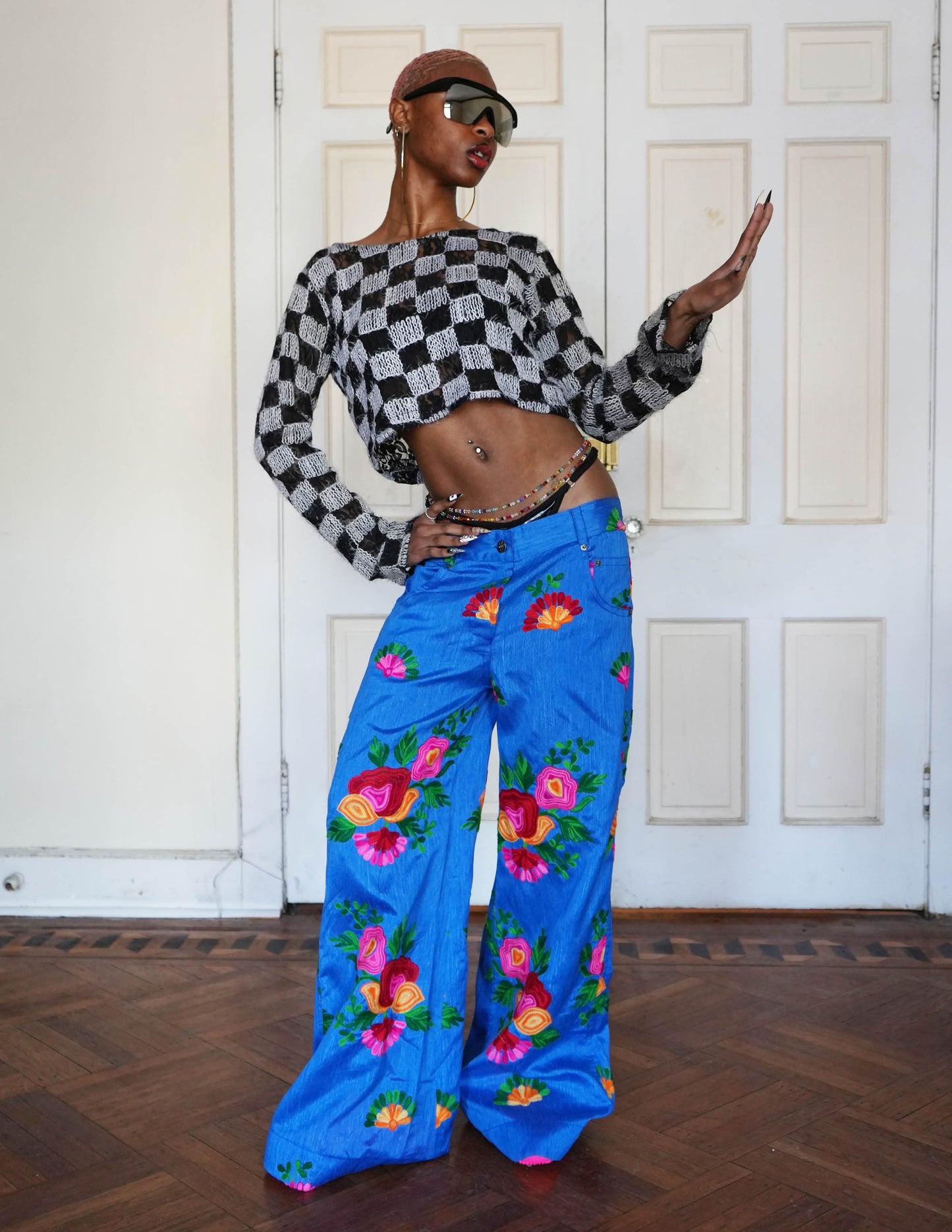 Raver Floral Embroidered Pants