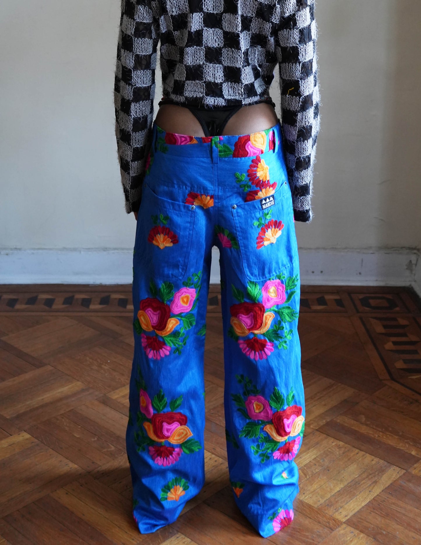 Raver Floral Embroidered Pants