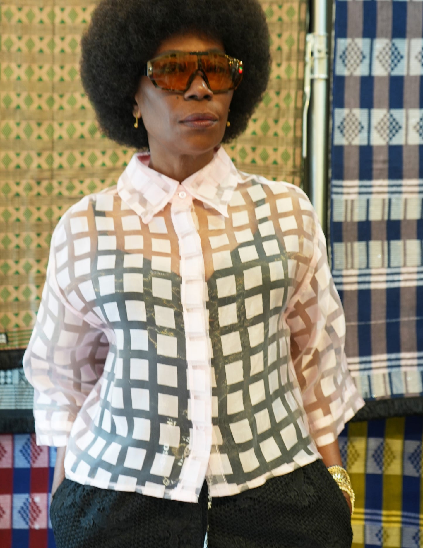Aisha Carrée Sheer Hi-Low Shirt