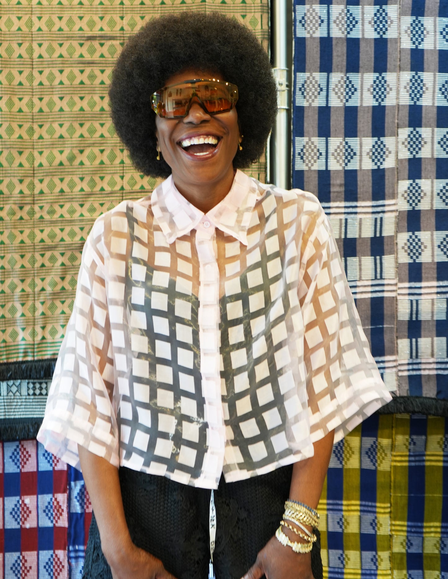 Aisha Carrée Sheer Hi-Low Shirt