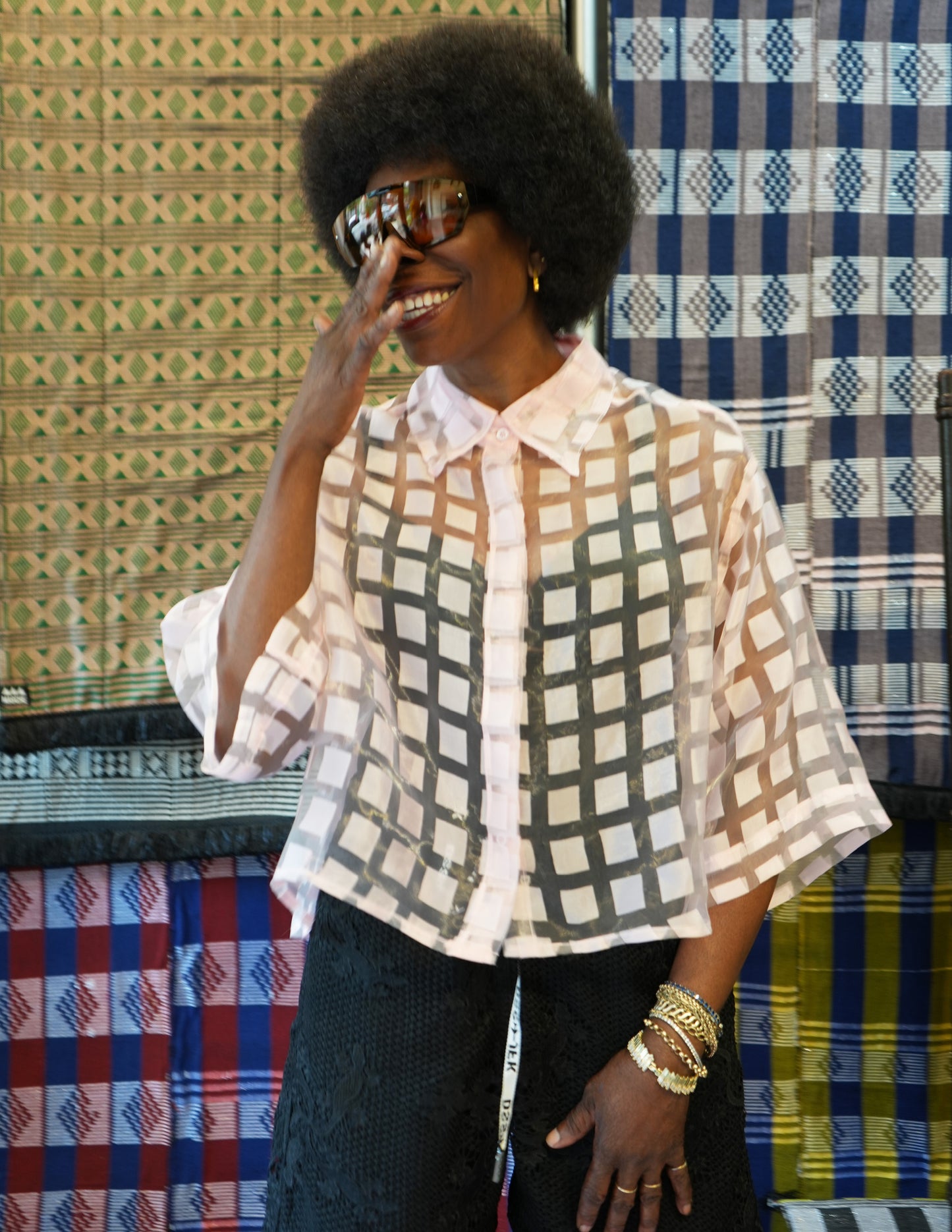 Aisha Carrée Sheer Hi-Low Shirt