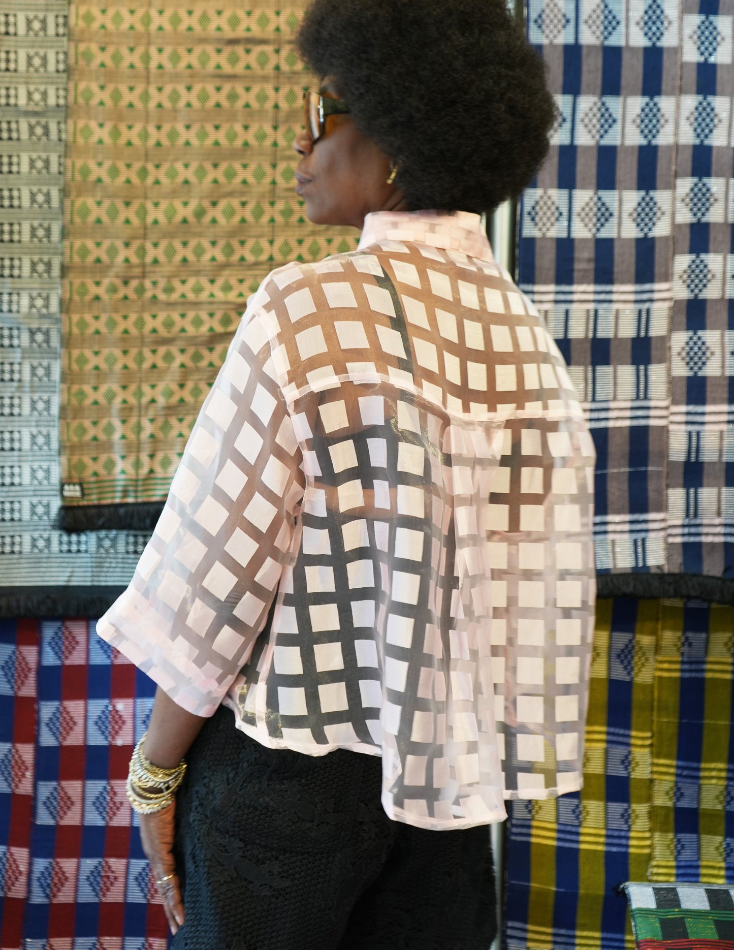 Aisha Carrée Sheer Hi-Low Shirt