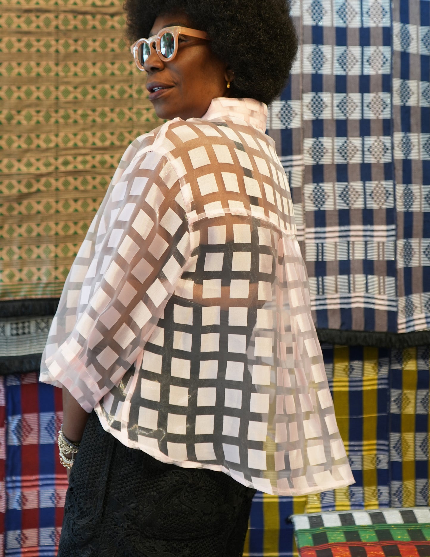 Aisha Carrée Sheer Hi-Low Shirt