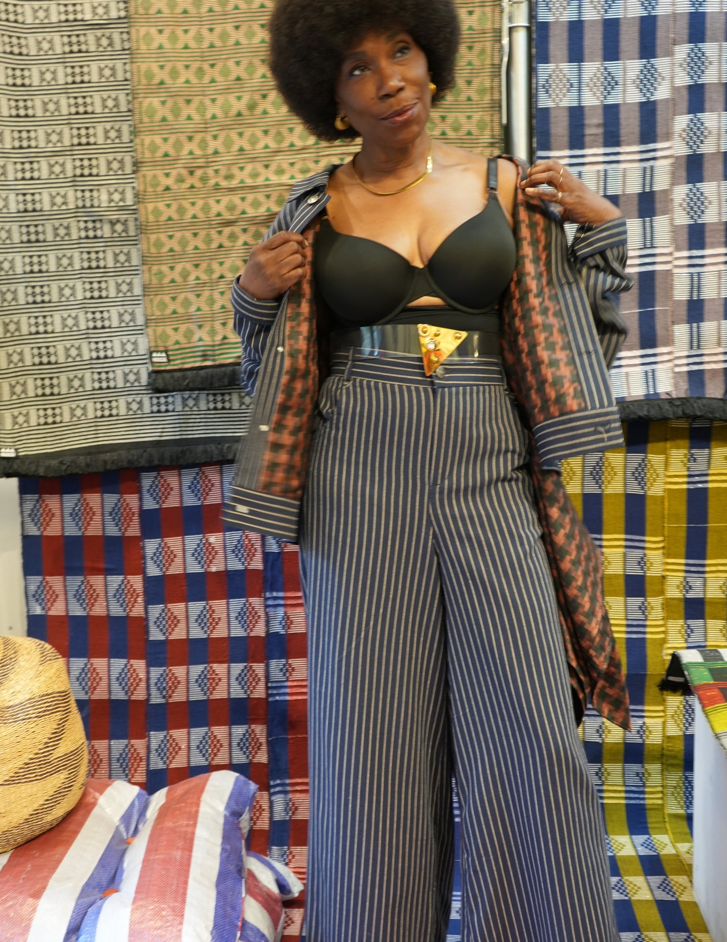 Cropped Diagne Pin Striped Jacket