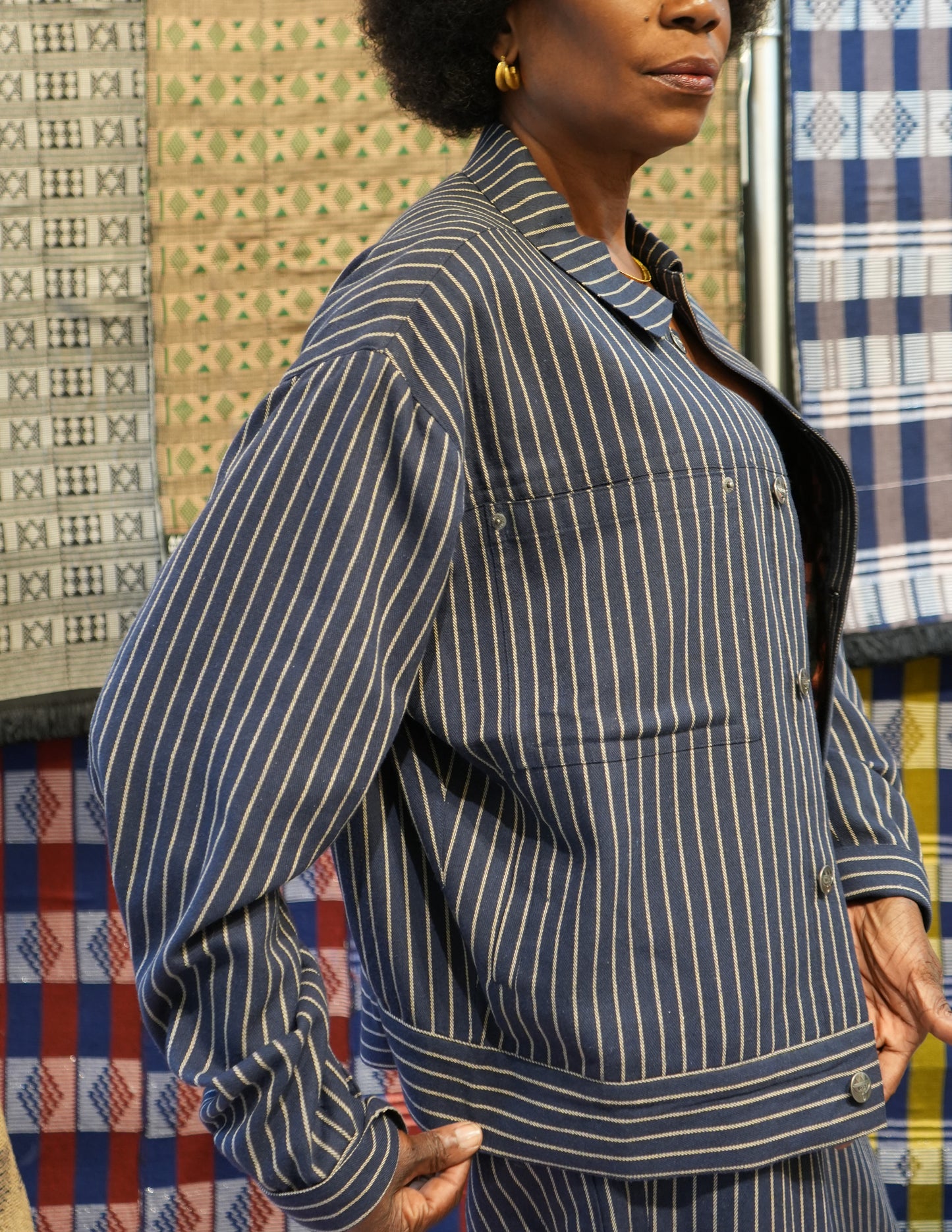 Cropped Diagne Pin Striped Jacket