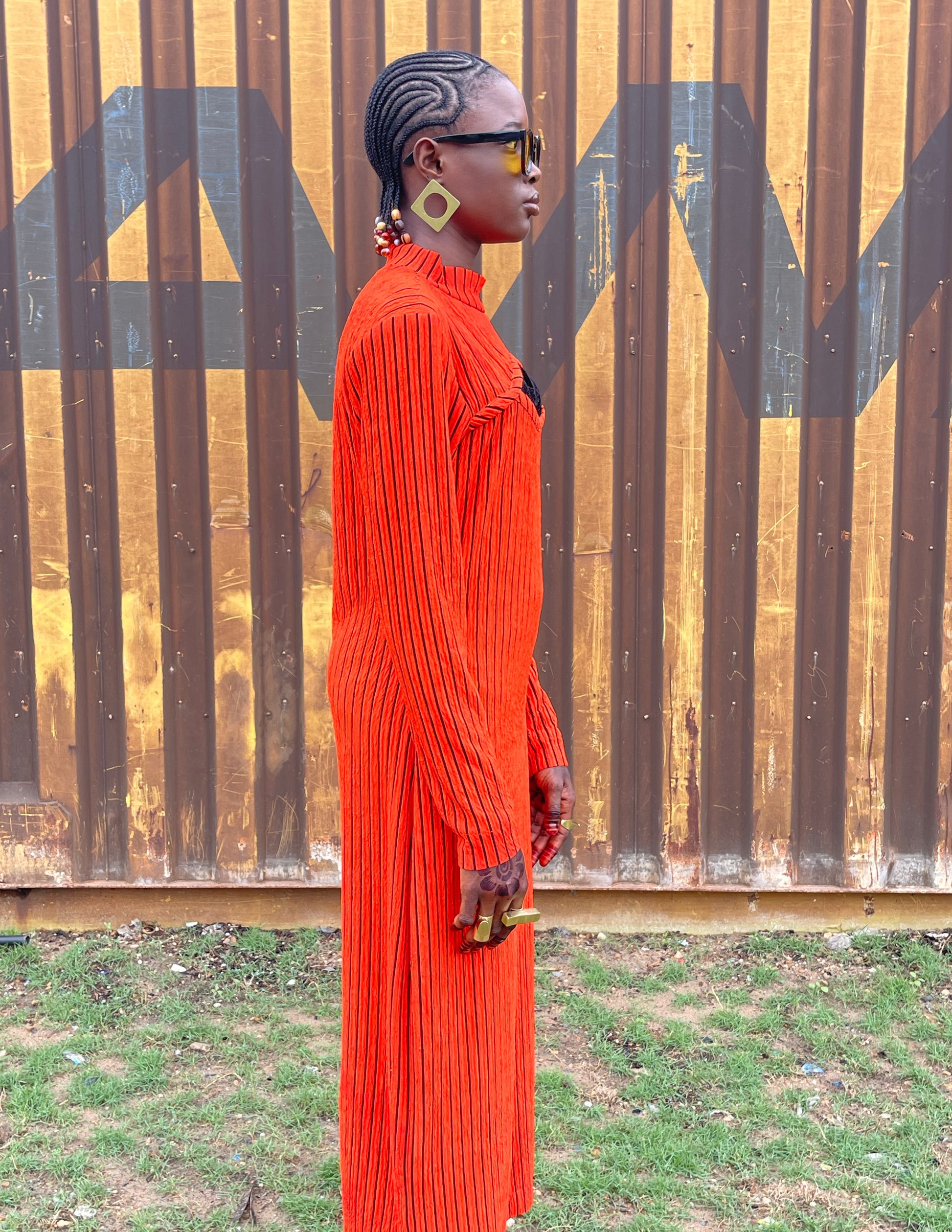 ribbed stretch dress Jluxlabel Striped Rib Knit Midi Dress