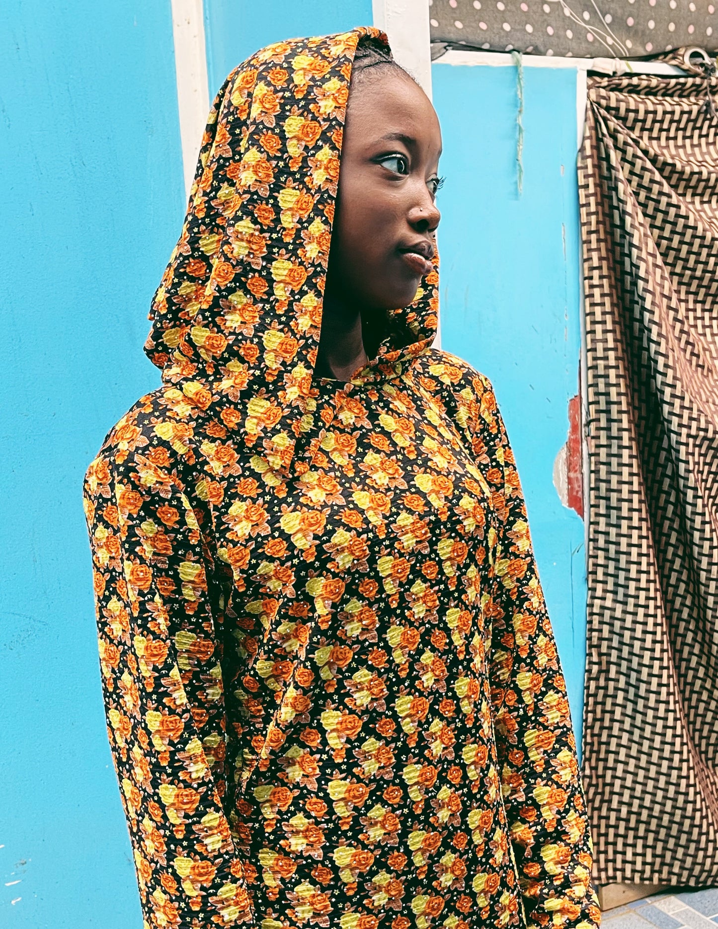 Bebe Floral Stretch Printed Hooded Dress