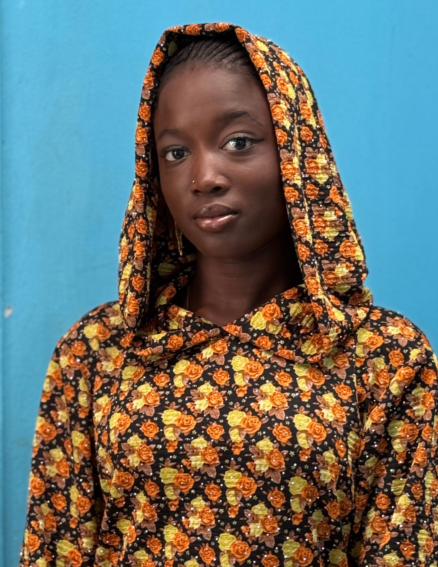 Bebe Floral Stretch Printed Hooded Dress