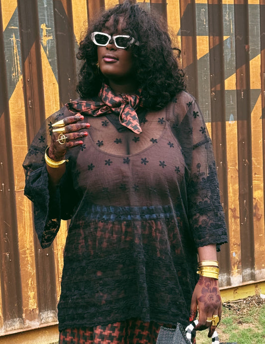 Andy Embroidered Sheer Tee Dress