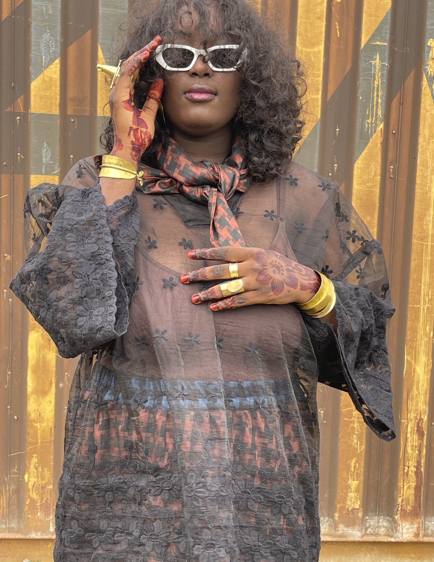 Andy Embroidered Sheer Tee Dress