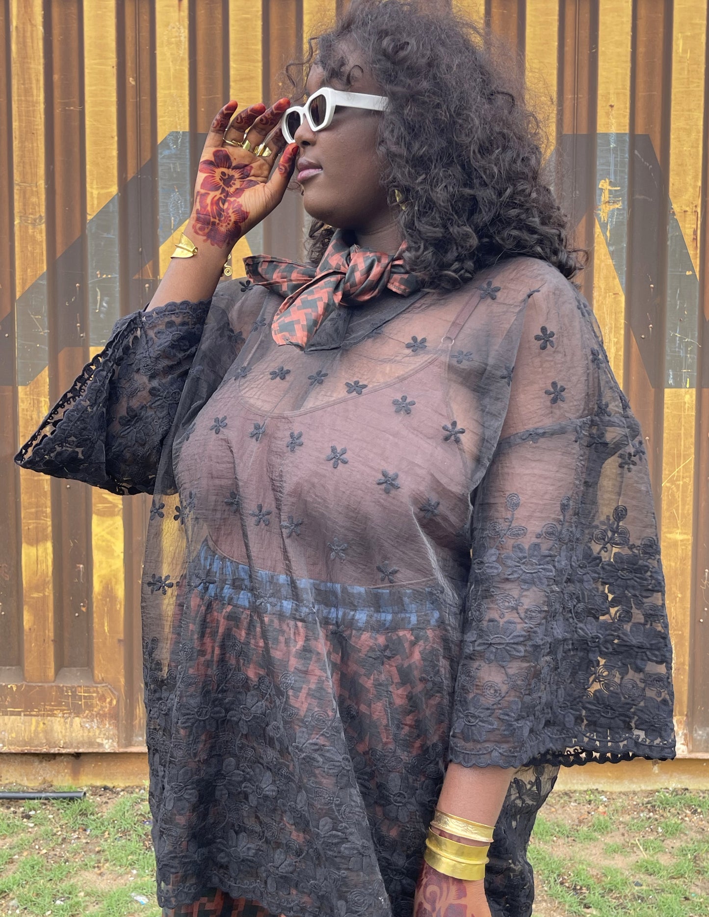 Andy Embroidered Sheer Tee Dress